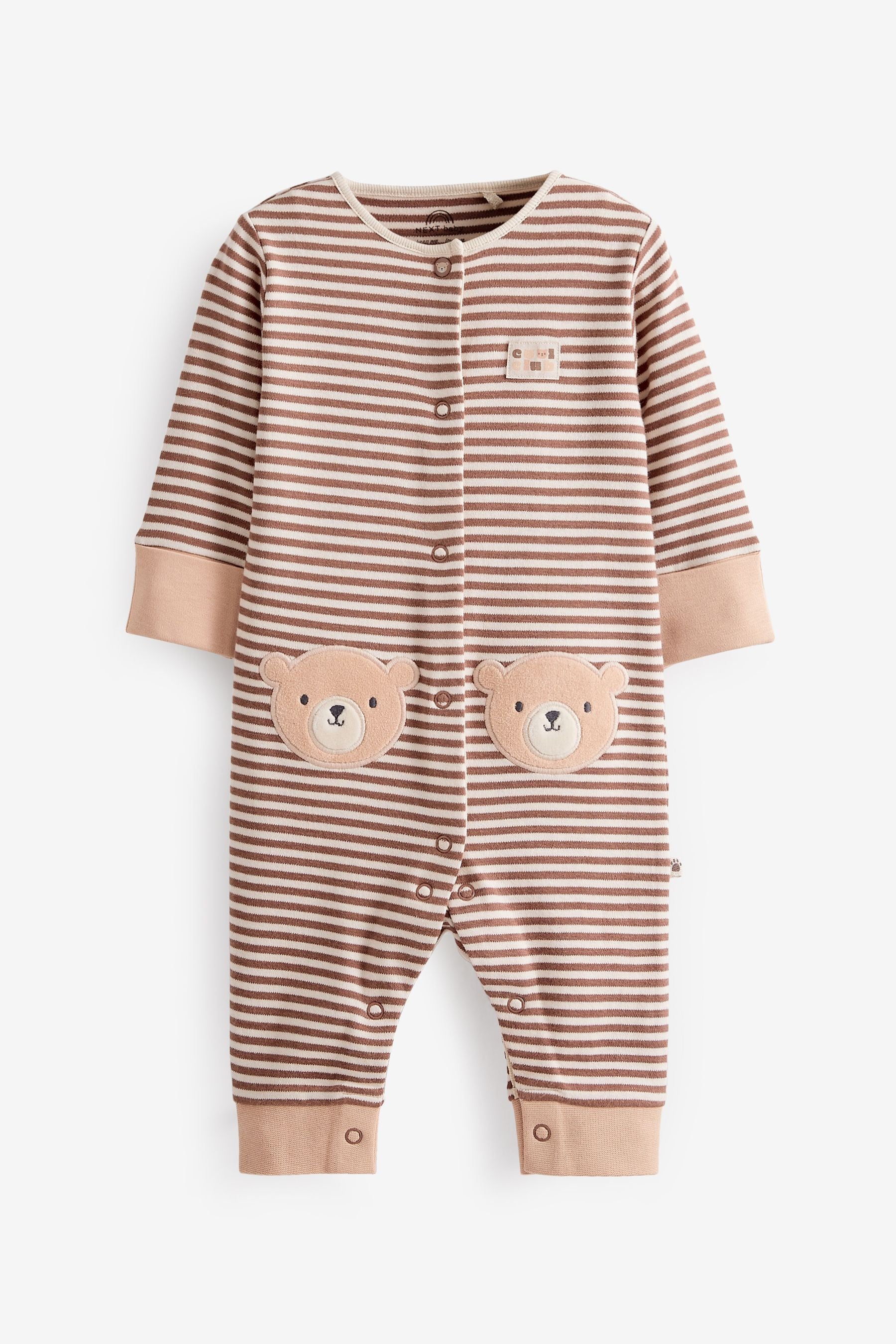 Tan Bear Baby Printed Footless Sleepsuits 2 Pack (0mths-3yrs)