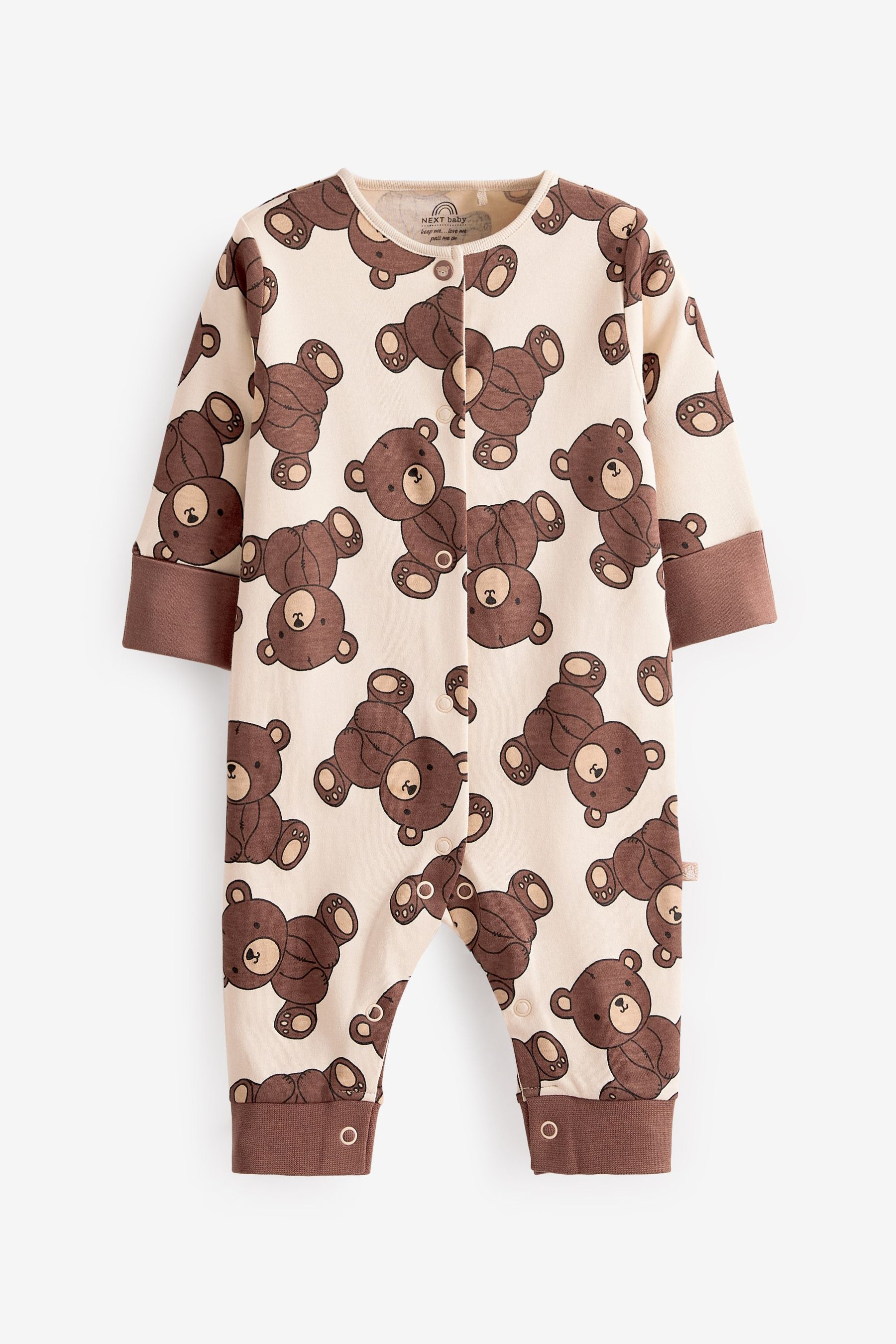 Tan Bear Baby Printed Footless Sleepsuits 2 Pack (0mths-3yrs)