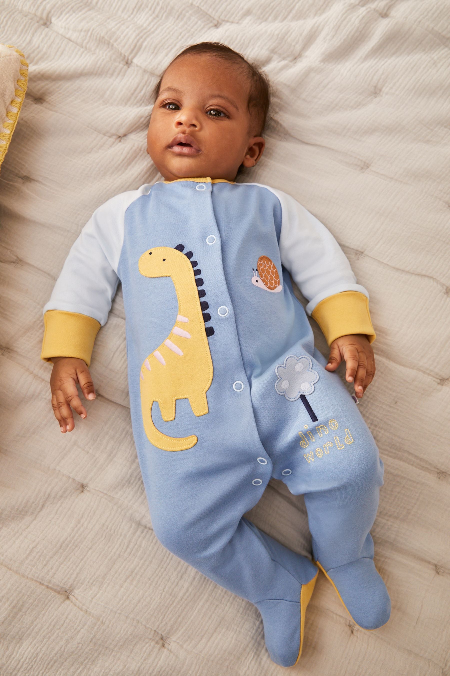 Blue Dinosaur Baby Sleepsuits 3 Pack (0-2yrs)