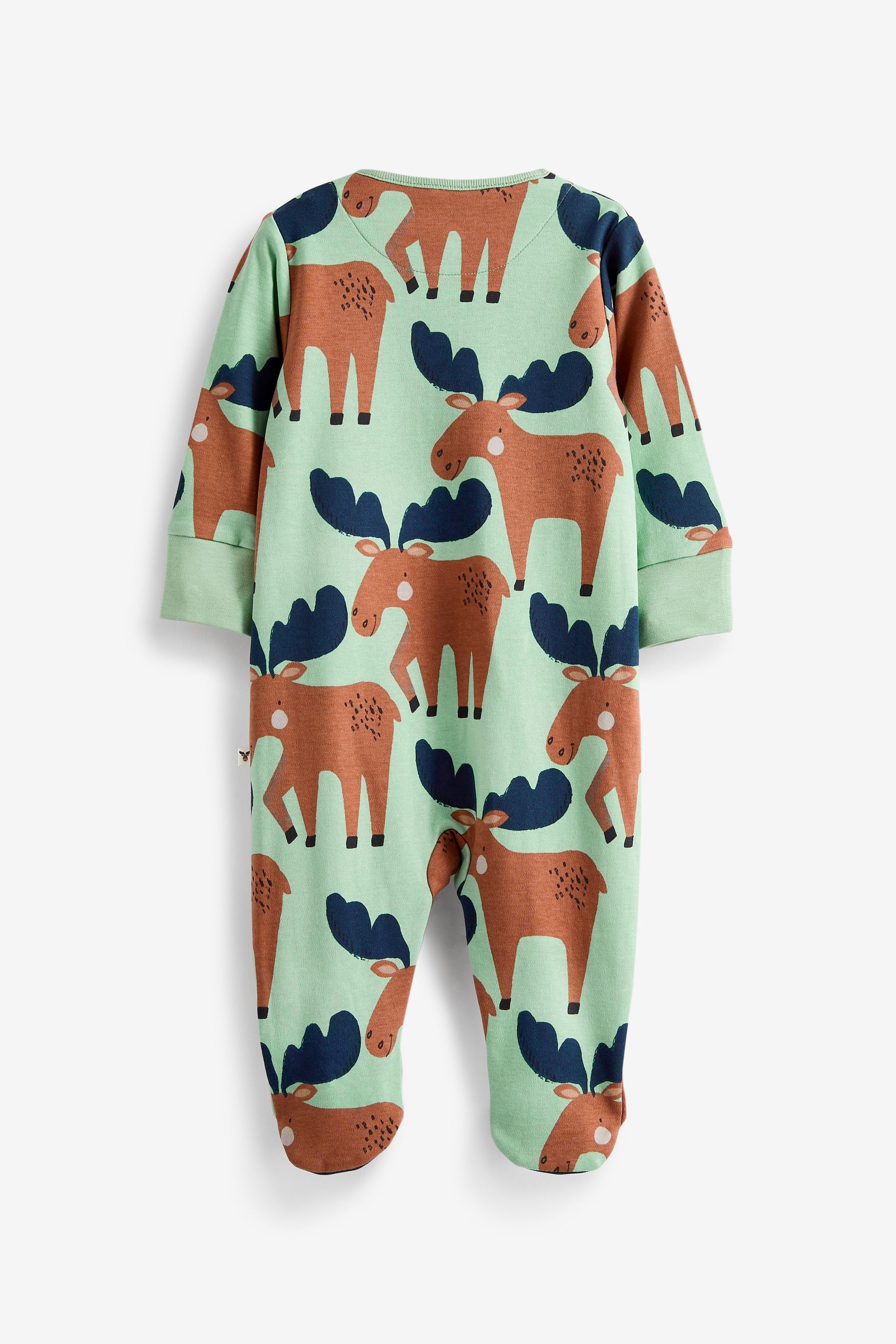 Berry Red/Navy Blue Woodland Animals 3 Pack Baby Sleepsuits (0mths-2yrs)