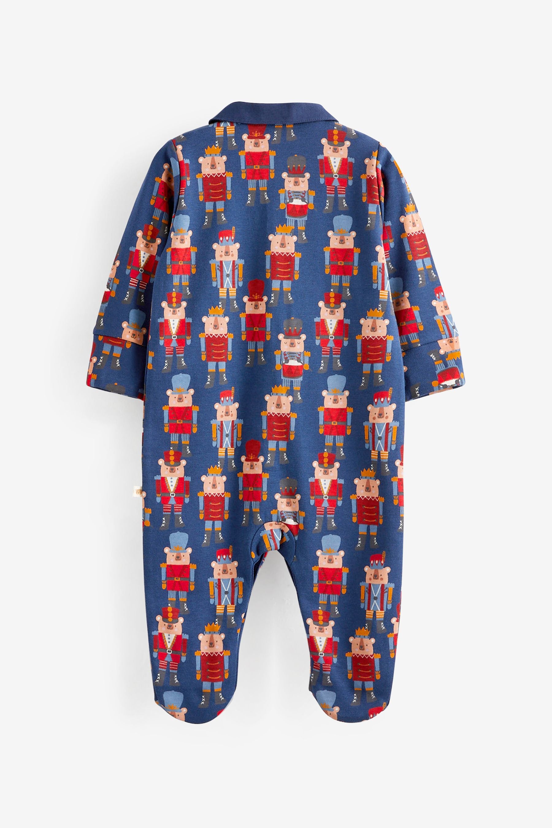 Red/Navy Blue Bear London Print Baby Sleepsuits 3 Pack (0-2yrs)