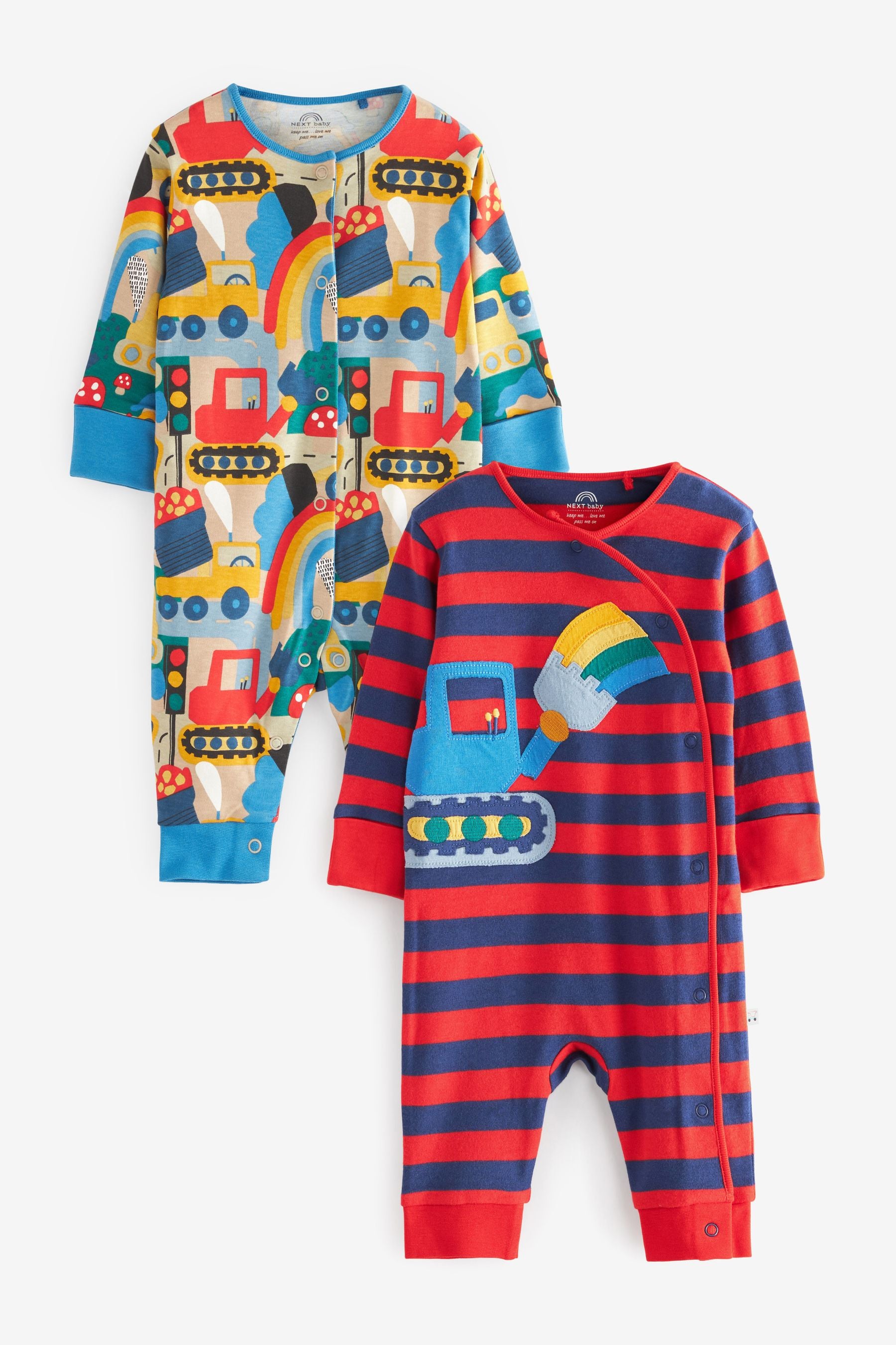 Red/Navy Tractor Baby Printed Footless Sleepsuits 2 Pack (0mths-3yrs)