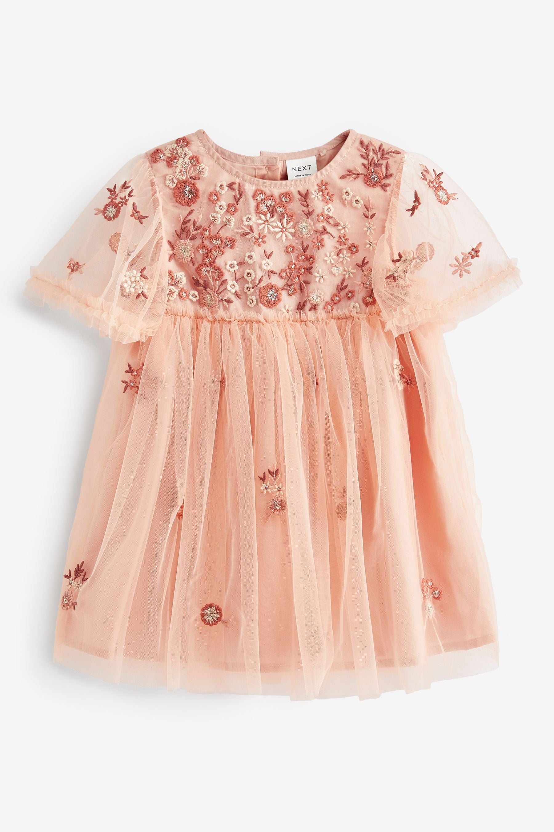 Pale Pink Embroidered Mesh Party Dress (3mths-7yrs)