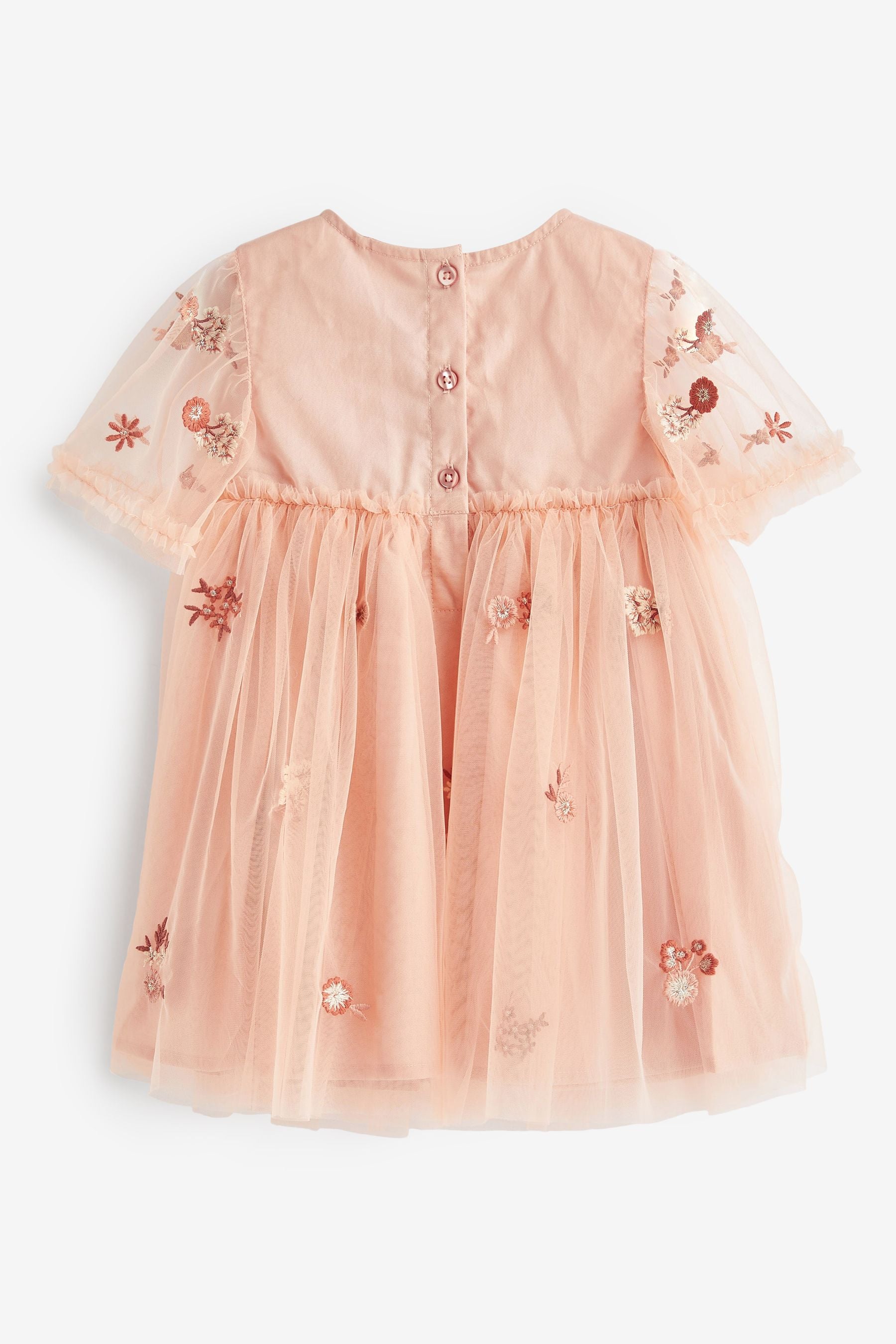 Pale Pink Embroidered Mesh Party Dress (3mths-7yrs)