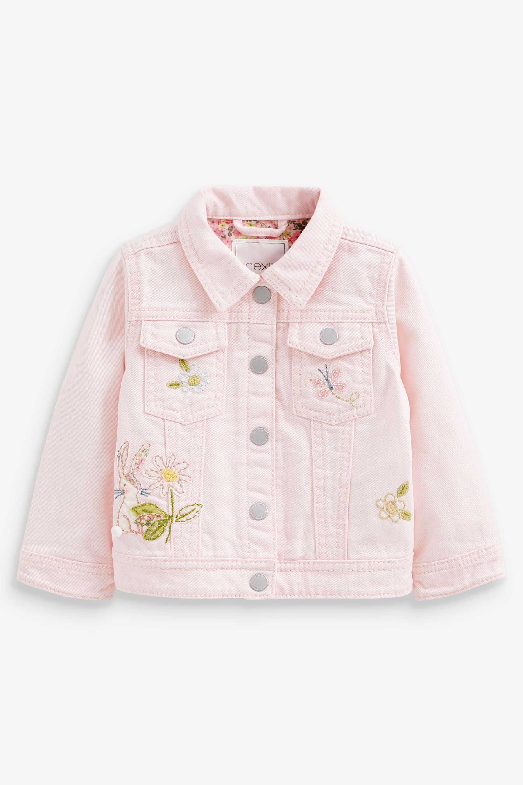 Pink Embroidered Bunny Denim Jacket (3mths-7yrs)