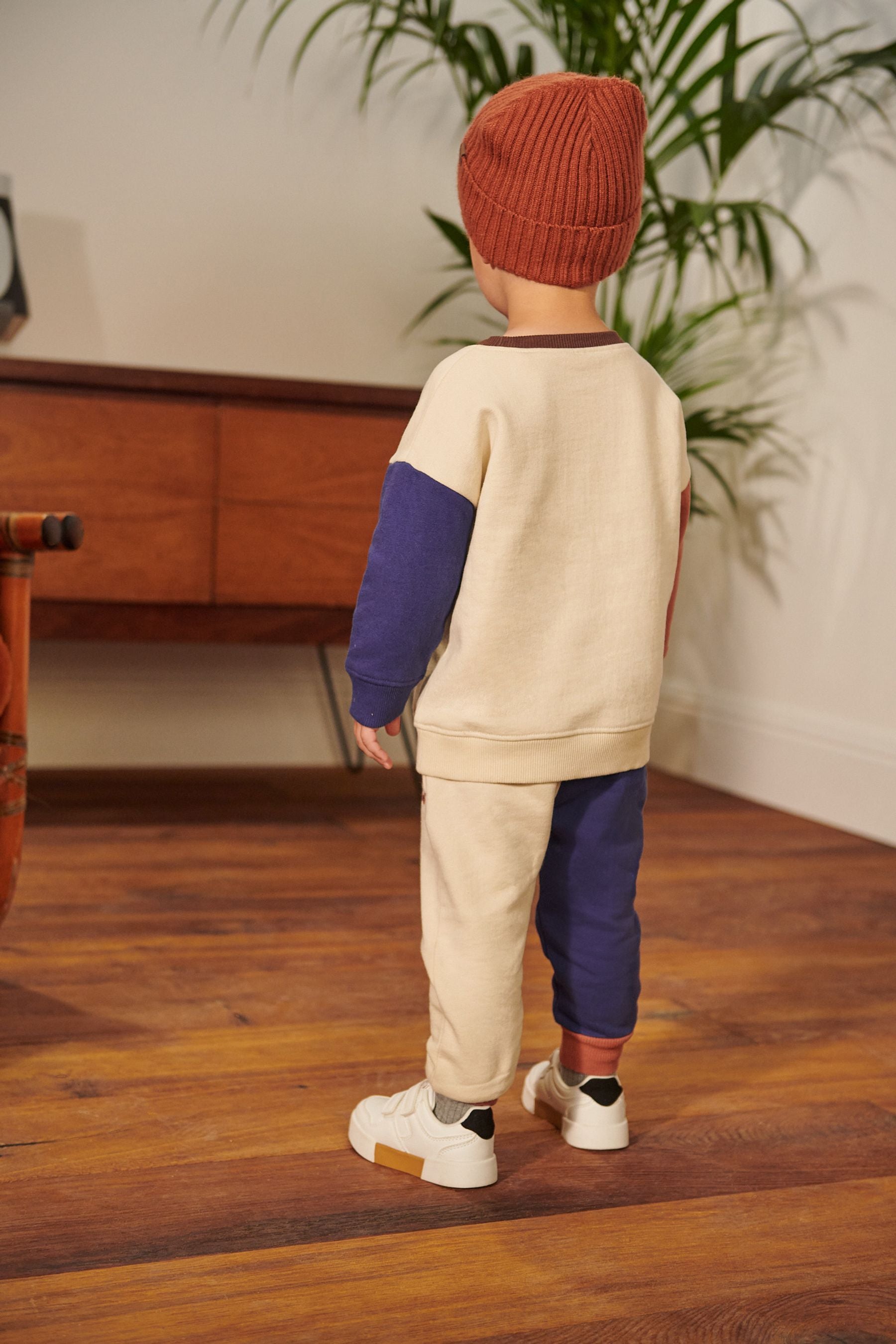 Blue/Ecru Colourblock Character Sweatshirt and Jogger Set (3mths-7yrs)