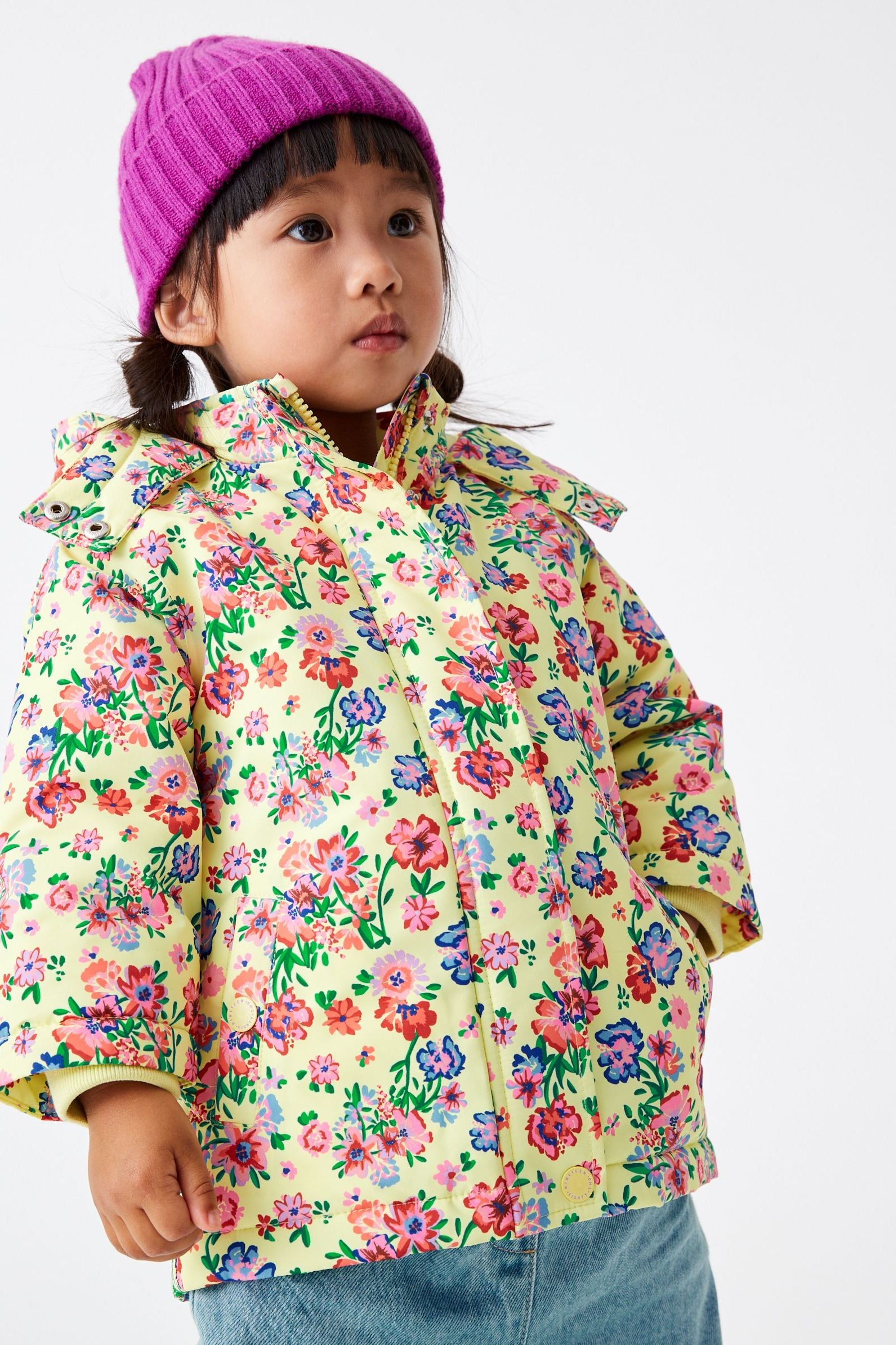 Yellow Floral Printed Waterproof Coat (9mths-7yrs)