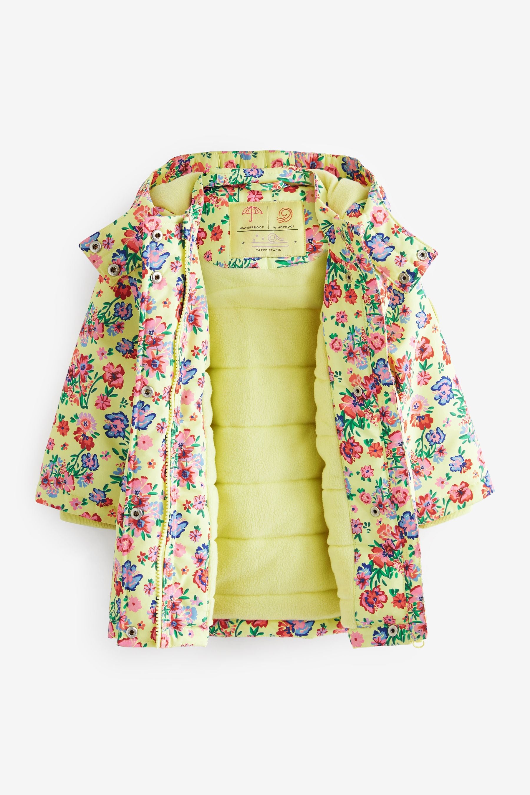 Yellow Floral Printed Waterproof Coat (9mths-7yrs)