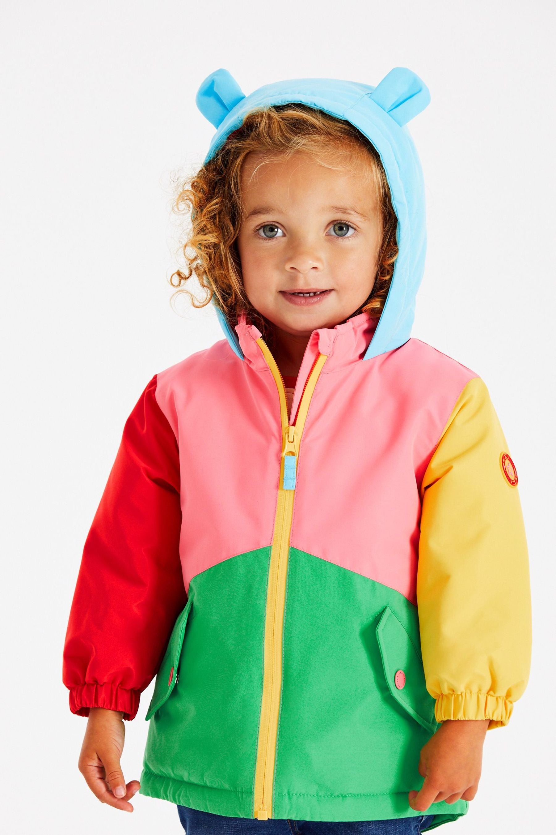 Rainbow Colourblock Printed Waterproof Coat (9mths-7yrs)