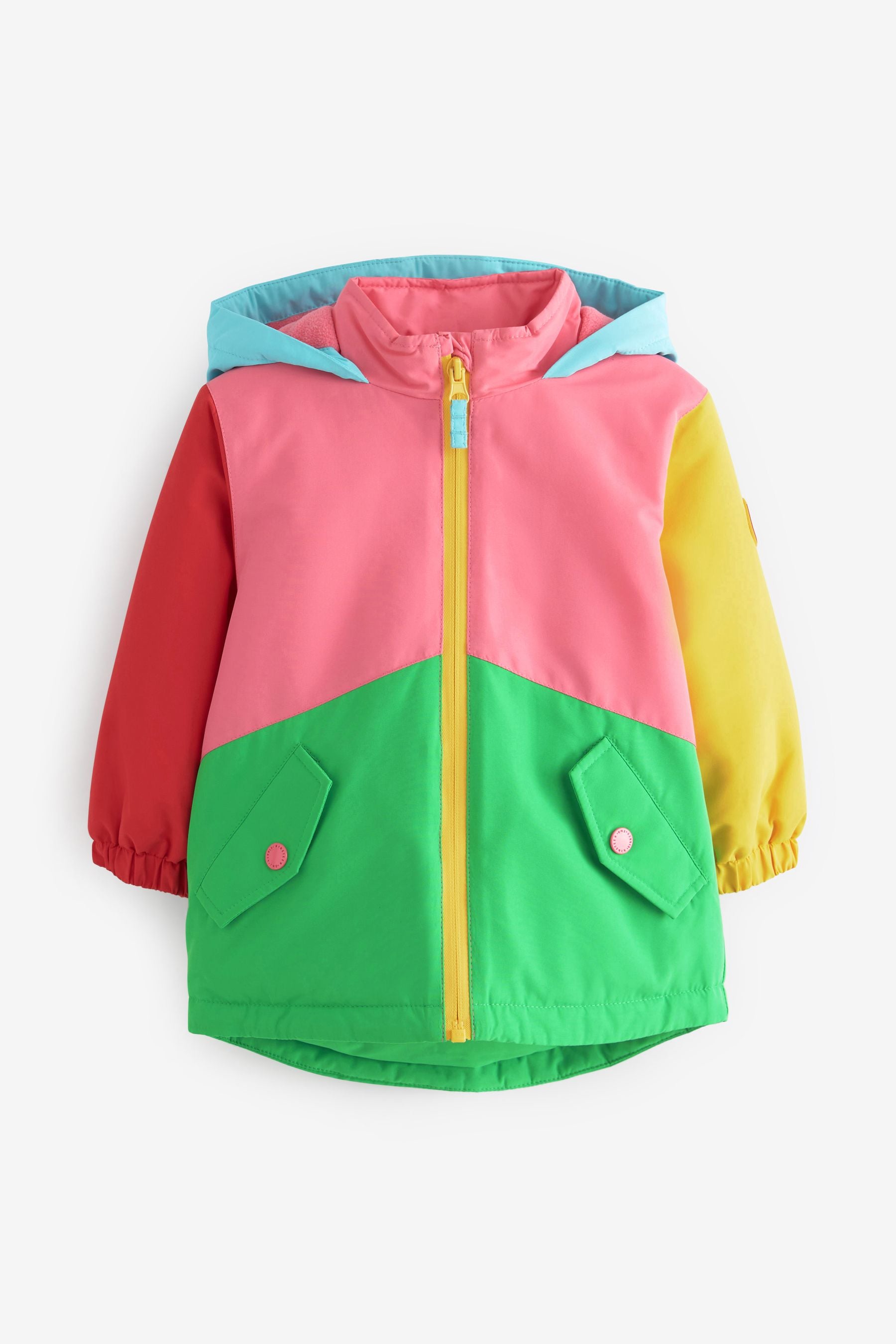 Rainbow Colourblock Printed Waterproof Coat (9mths-7yrs)