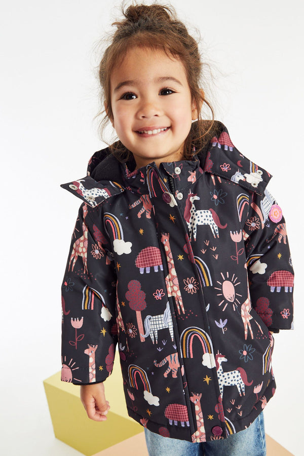 Charcoal Grey Character Printed Printed Waterproof Coat (9mths-7yrs)