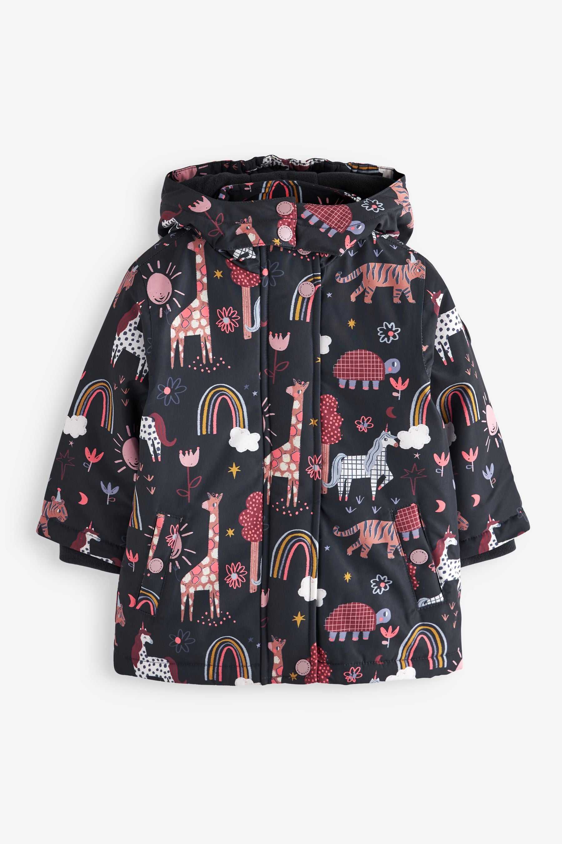 Charcoal Grey Character Printed Printed Waterproof Coat (9mths-7yrs)