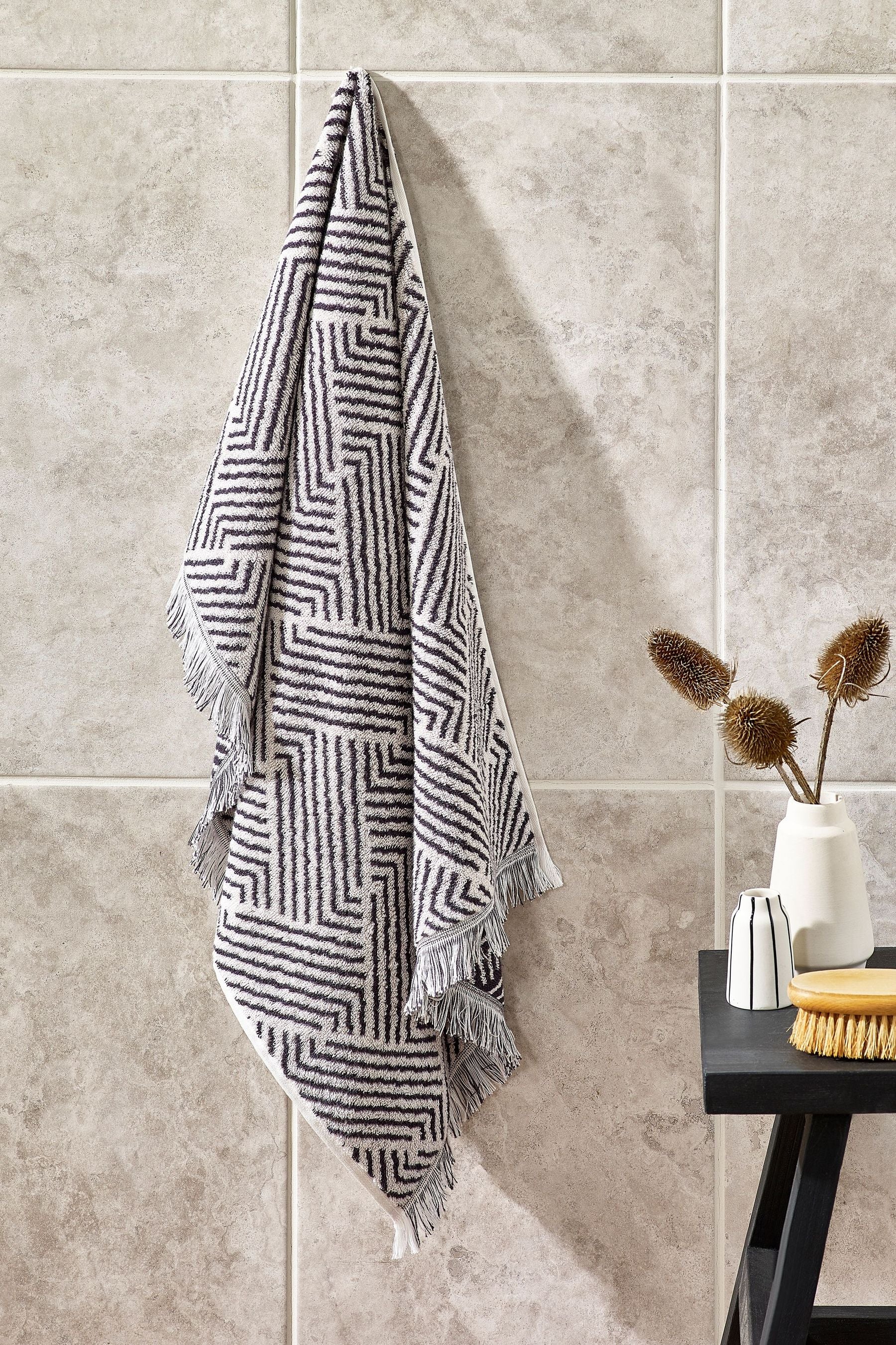 Black/White Chevron Geo Towel