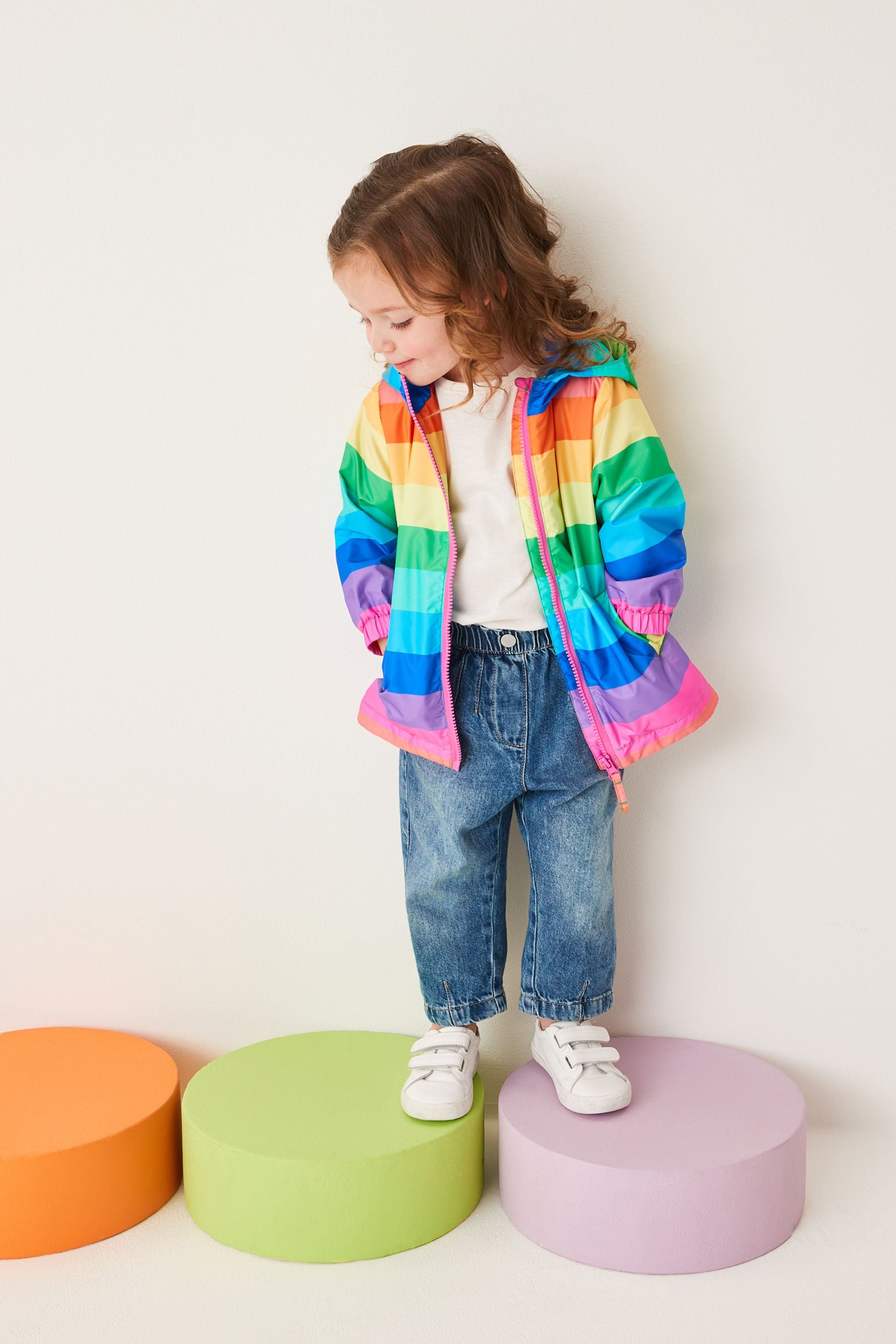 Multi Rainbow Shower Resistant Printed Cagoule Jacket (3mths-7yrs)