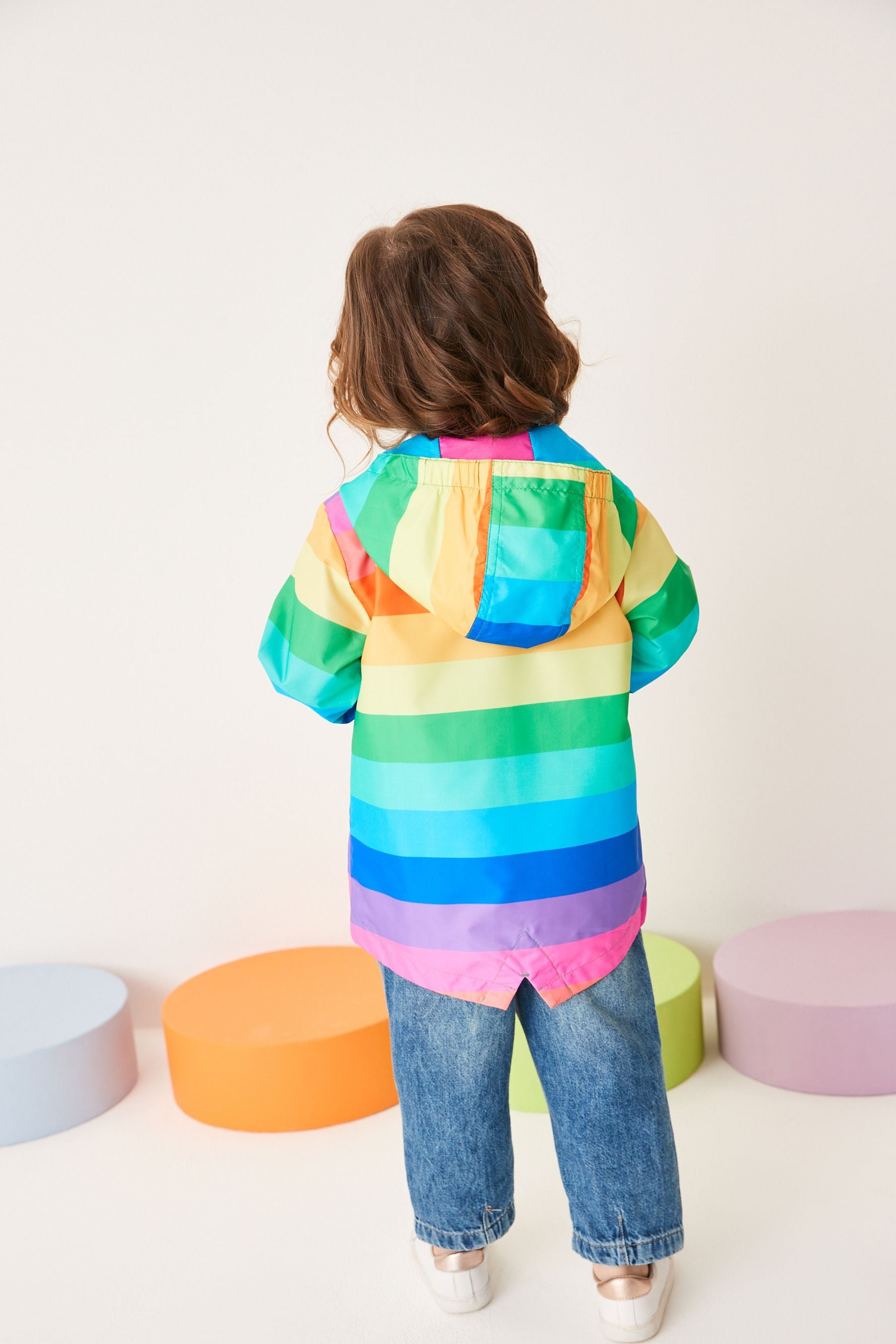 Multi Rainbow Shower Resistant Printed Cagoule Jacket (3mths-7yrs)