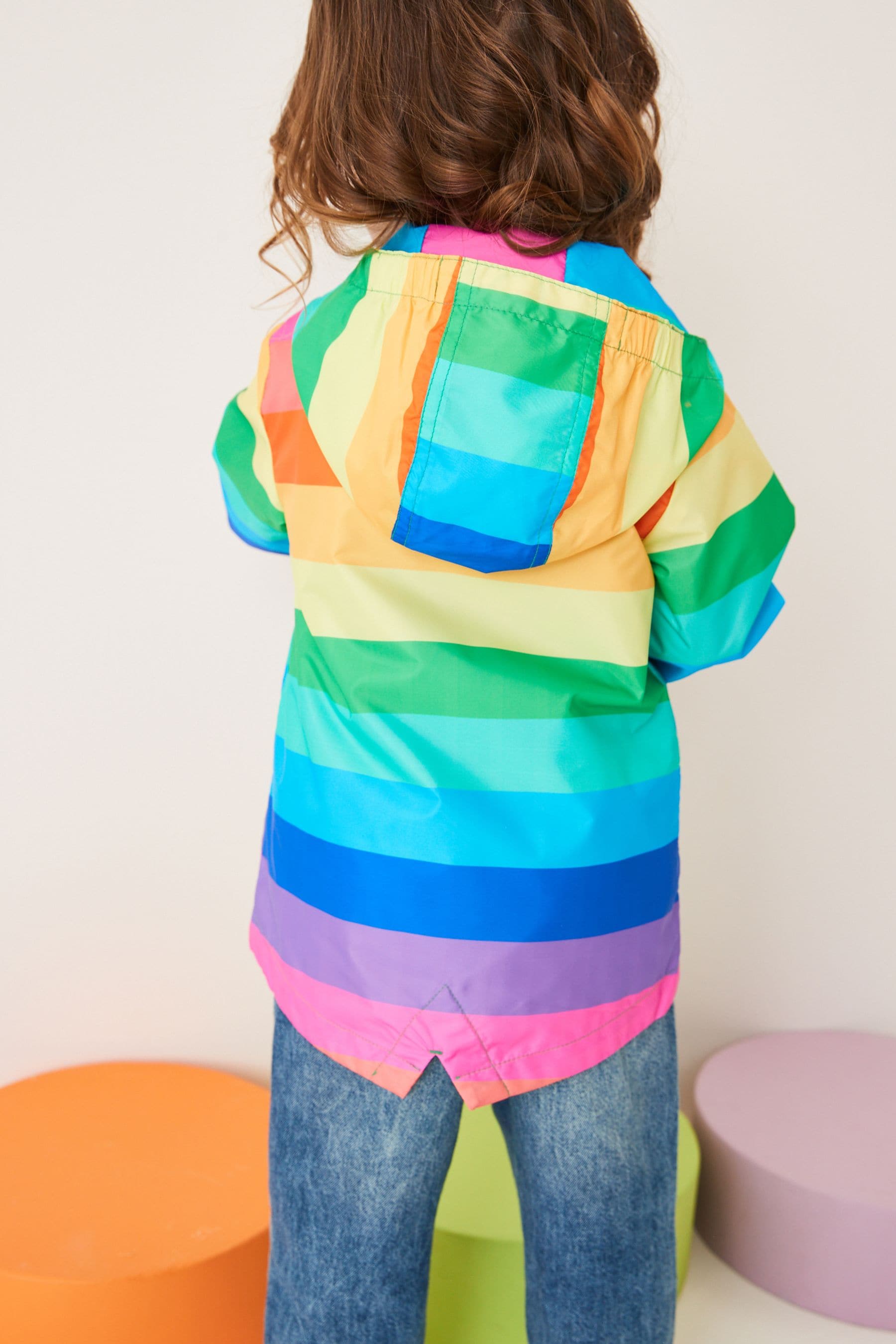 Multi Rainbow Shower Resistant Printed Cagoule Jacket (3mths-7yrs)