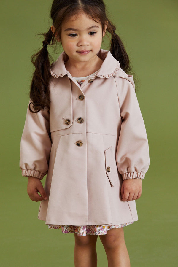 Pink Shower Resistant Frill Collar Smart Mac Coat (3mths-7yrs)