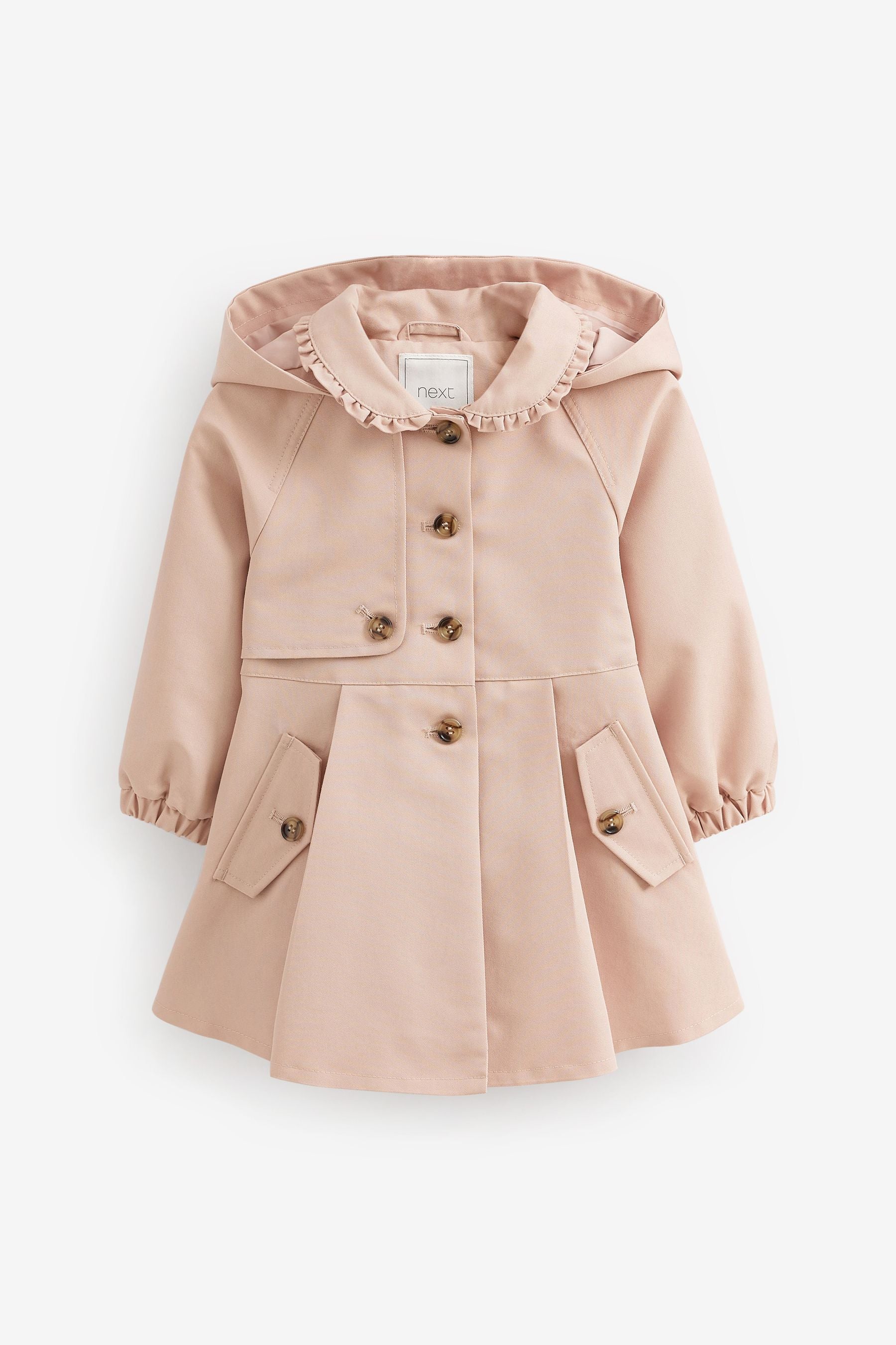 Pink Shower Resistant Frill Collar Smart Mac Coat (3mths-7yrs)