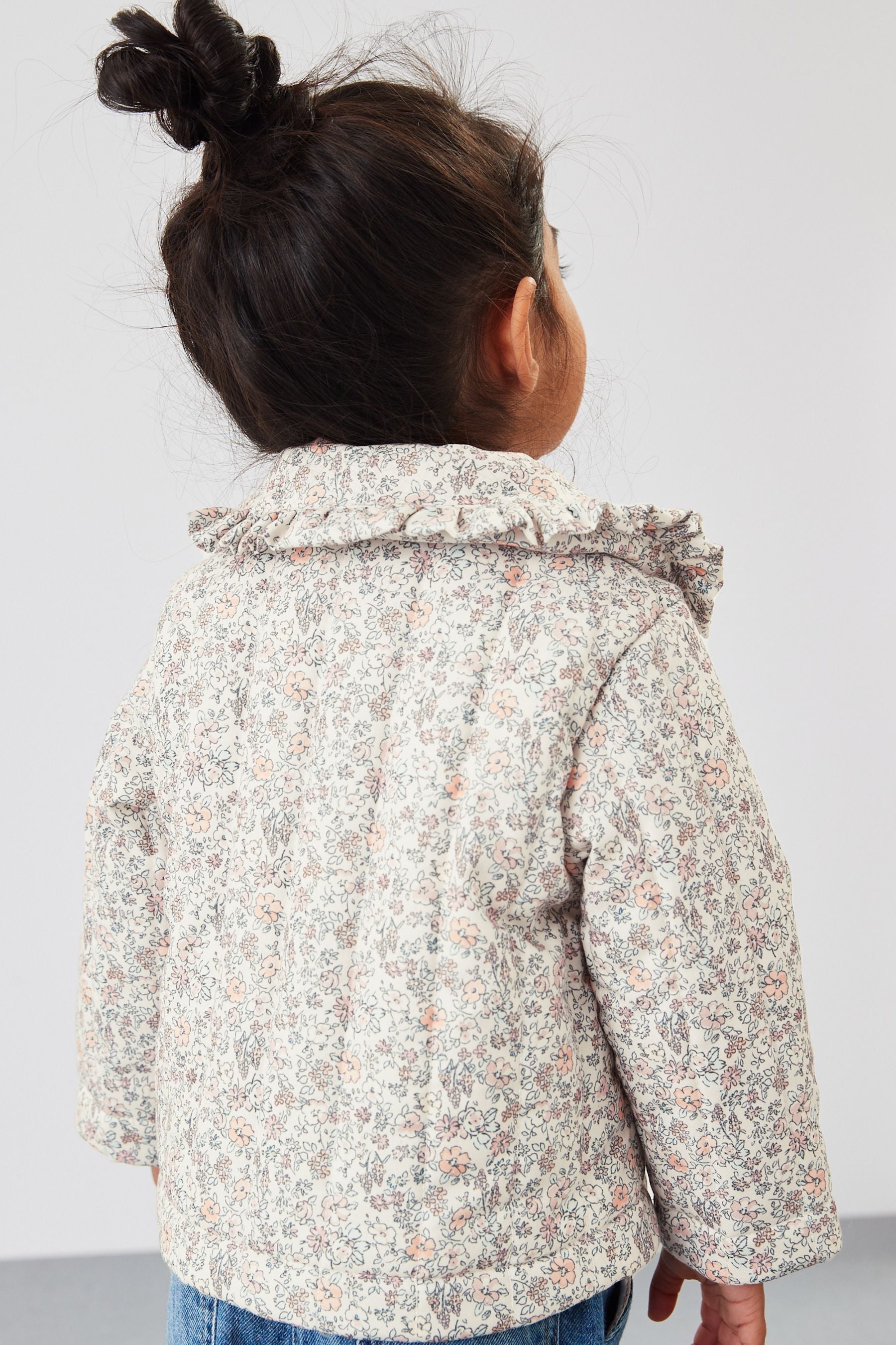 Multi Ditsy Printed Frill Collar Coat (6mths-7yrs)