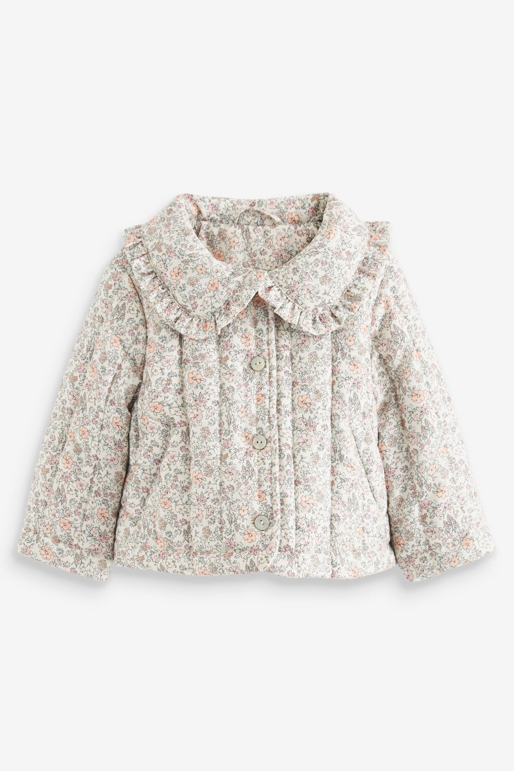 Multi Ditsy Printed Frill Collar Coat (6mths-7yrs)