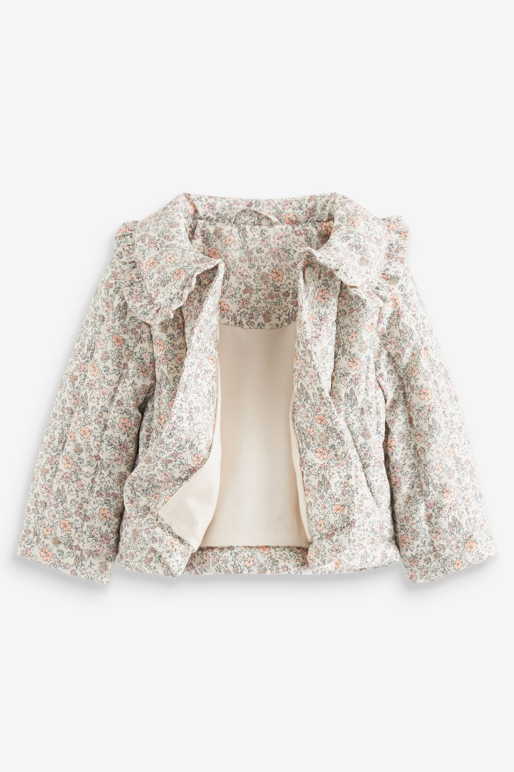 Multi Ditsy Printed Frill Collar Coat (6mths-7yrs)