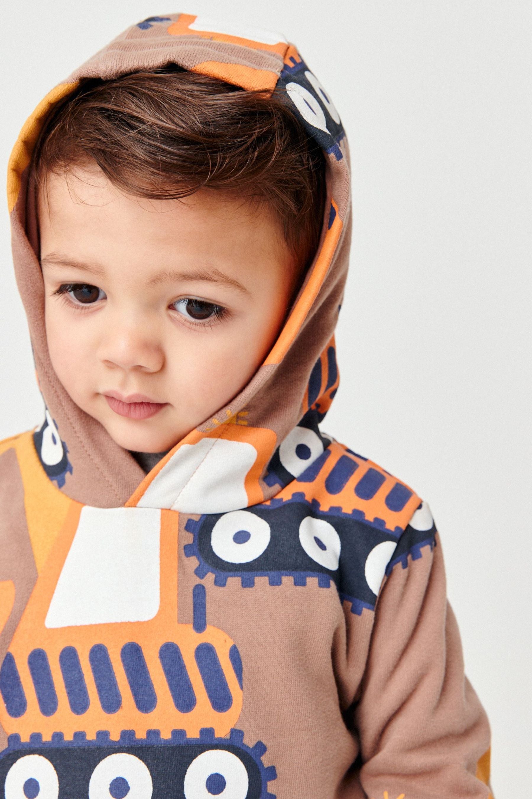 Tan Brown Digger All Over Print Hoodie and Joggers Set (3mths-7yrs)