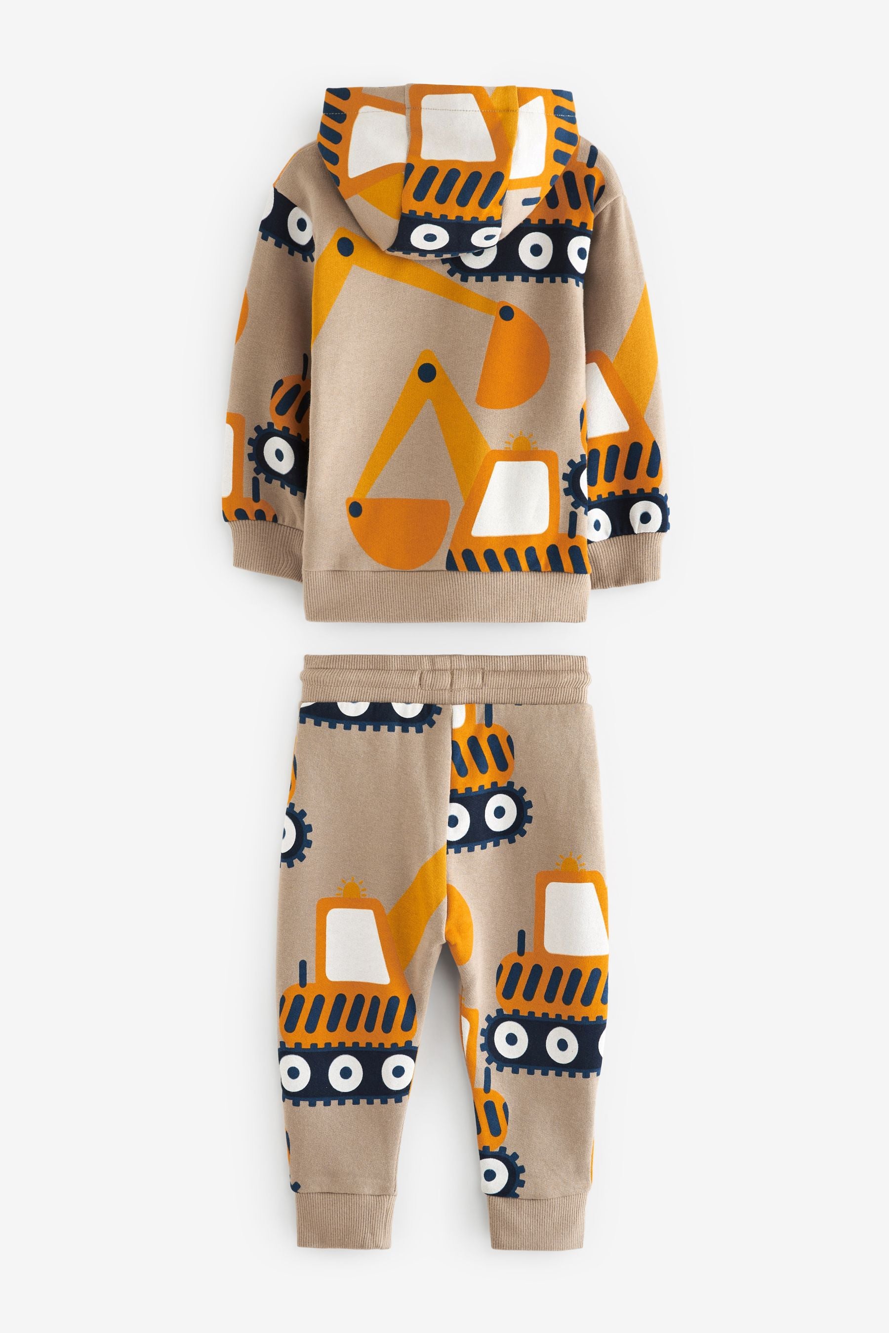 Tan Brown Digger All Over Print Hoodie and Joggers Set (3mths-7yrs)