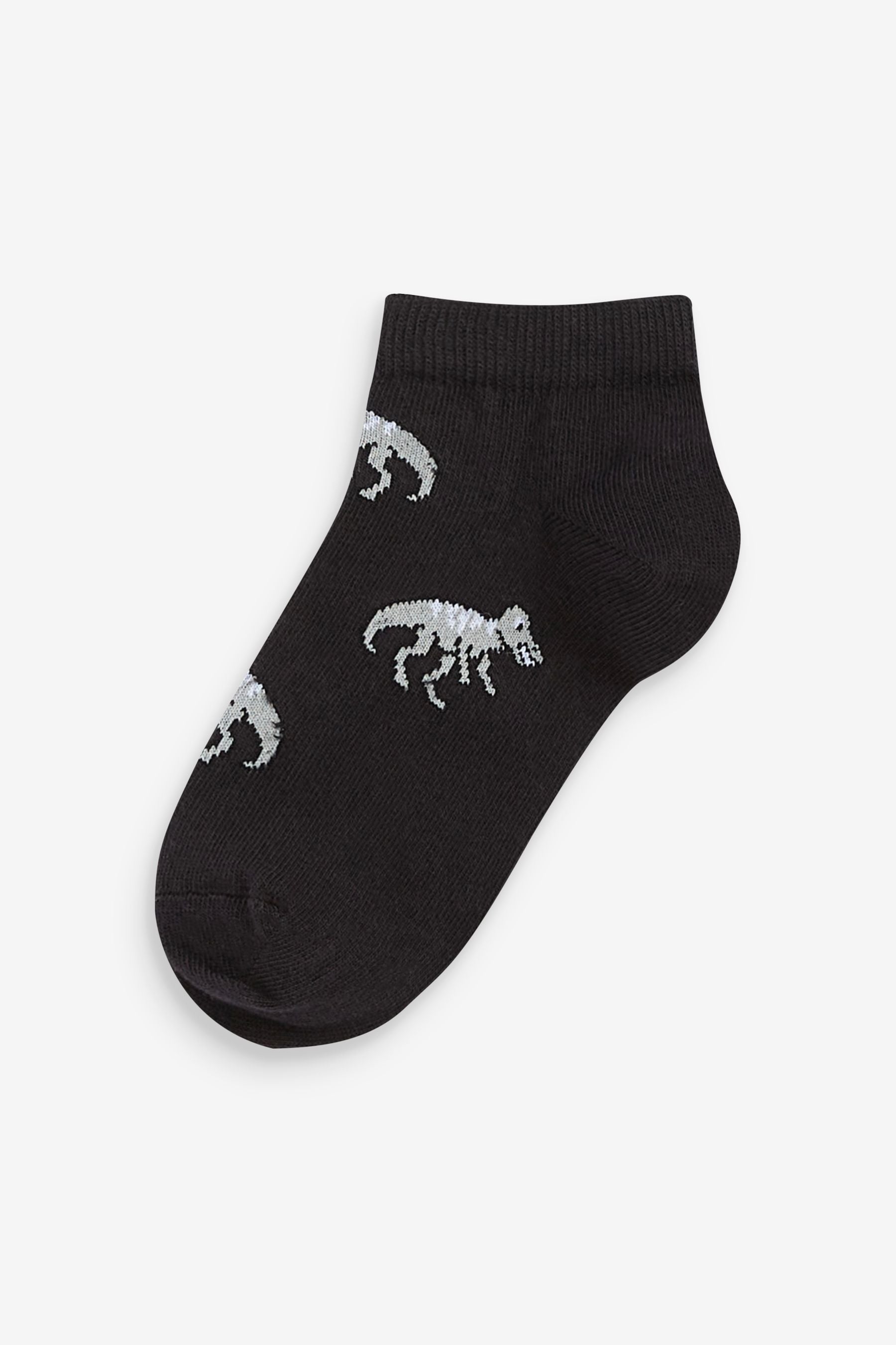 Black/Grey Dinosaur 7 Pack Cotton Rich Trainer Socks