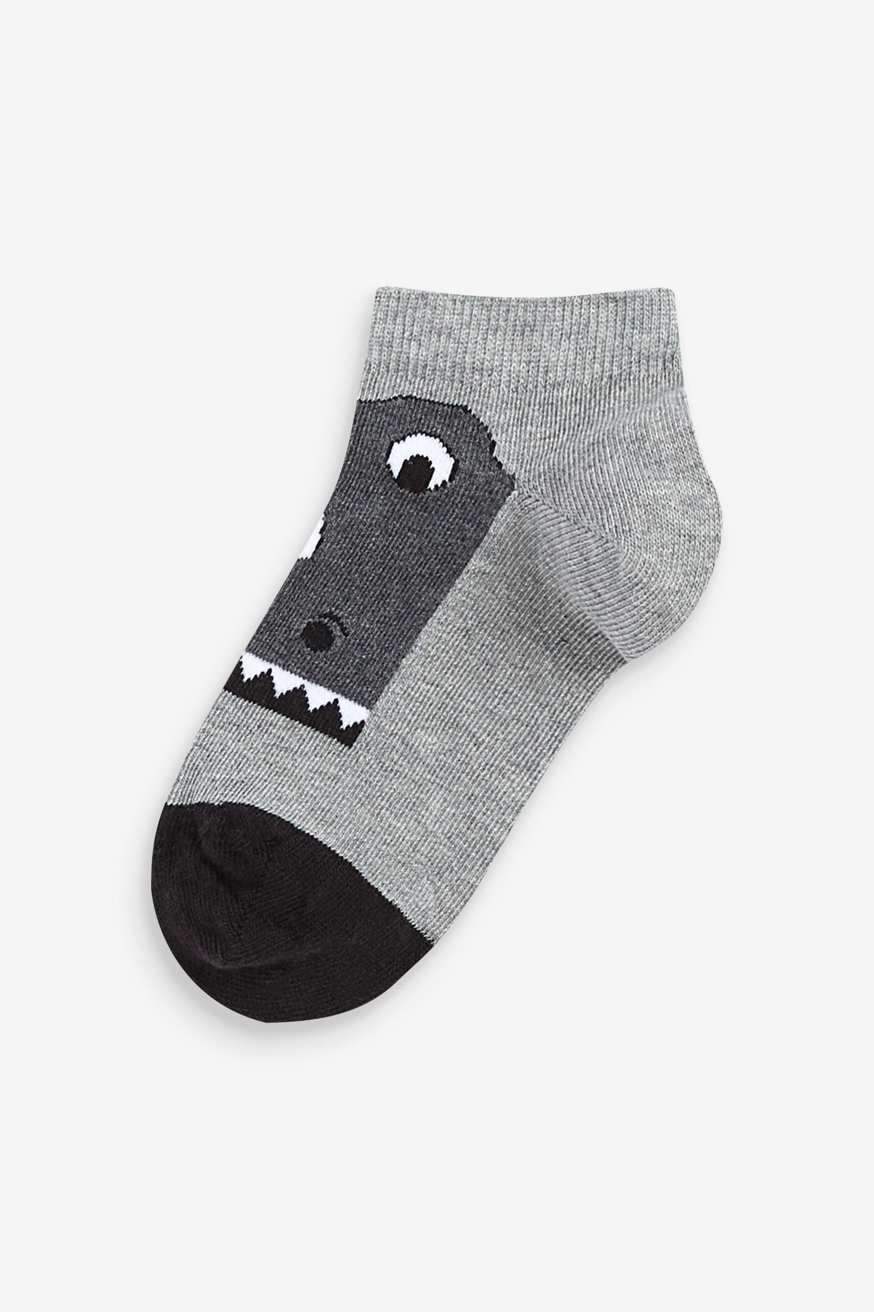 Black/Grey Dinosaur 7 Pack Cotton Rich Trainer Socks