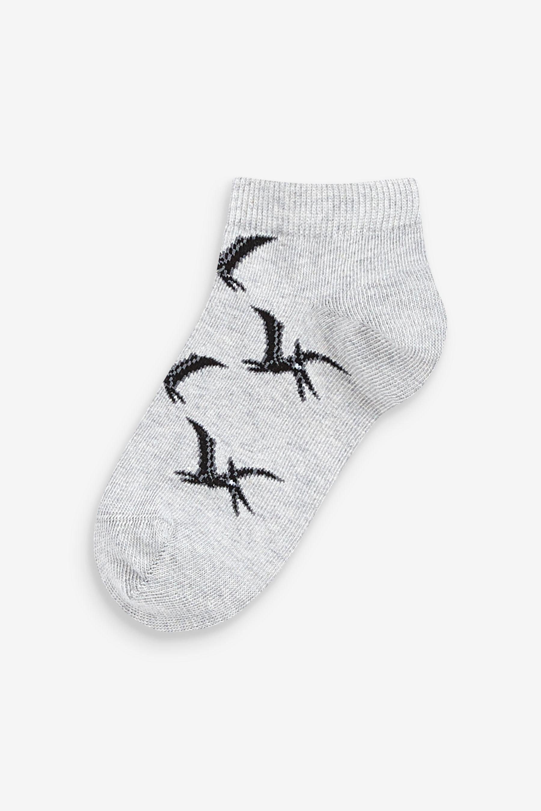 Black/Grey Dinosaur 7 Pack Cotton Rich Trainer Socks