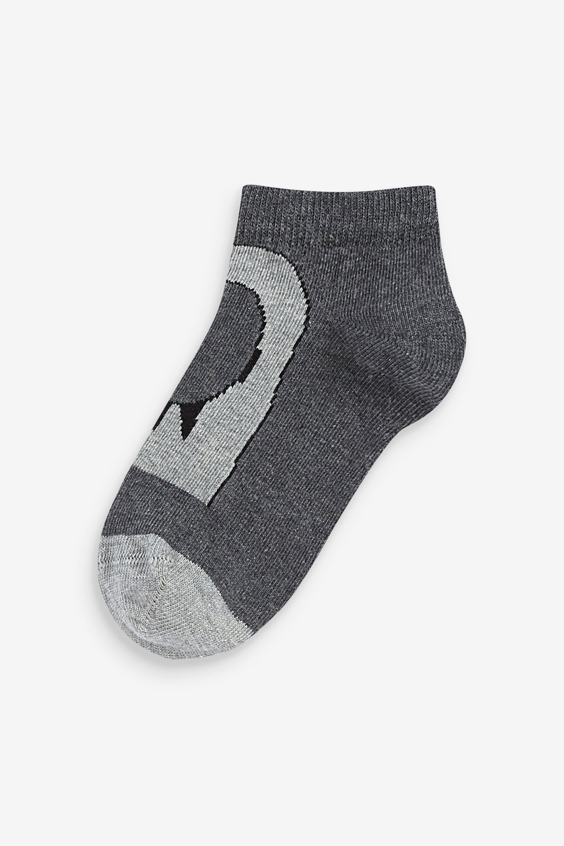 Black/Grey Dinosaur 7 Pack Cotton Rich Trainer Socks