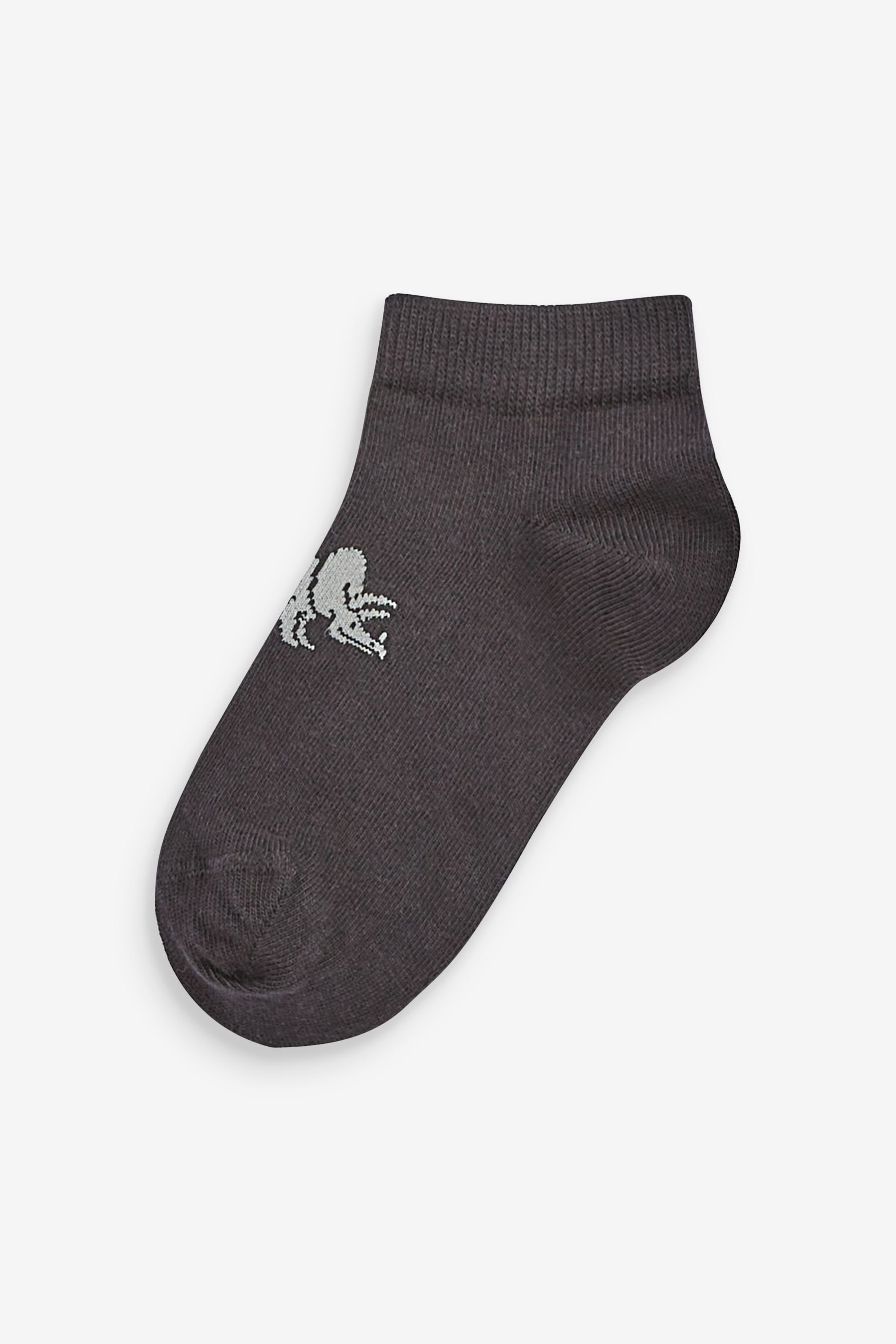 Black/Grey Dinosaur 7 Pack Cotton Rich Trainer Socks