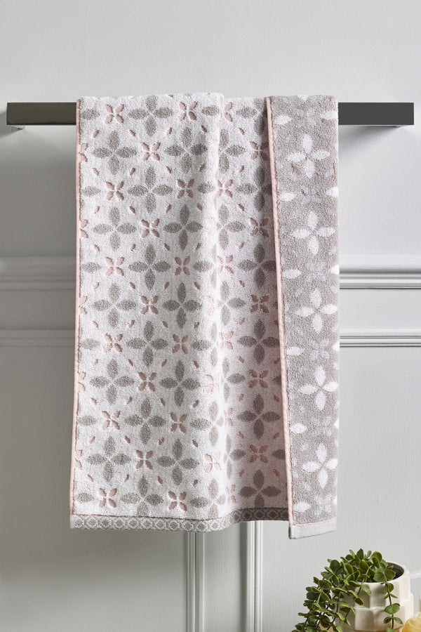 Pink Tile Print Geo Towel