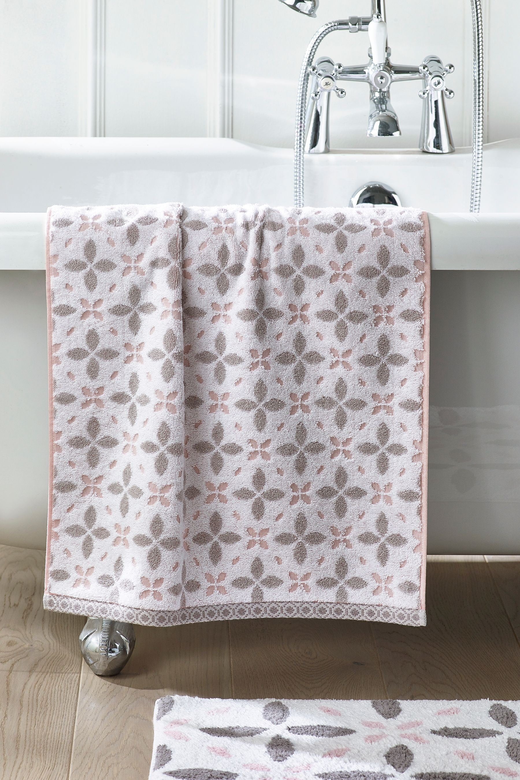 Pink Tile Print Geo Towel