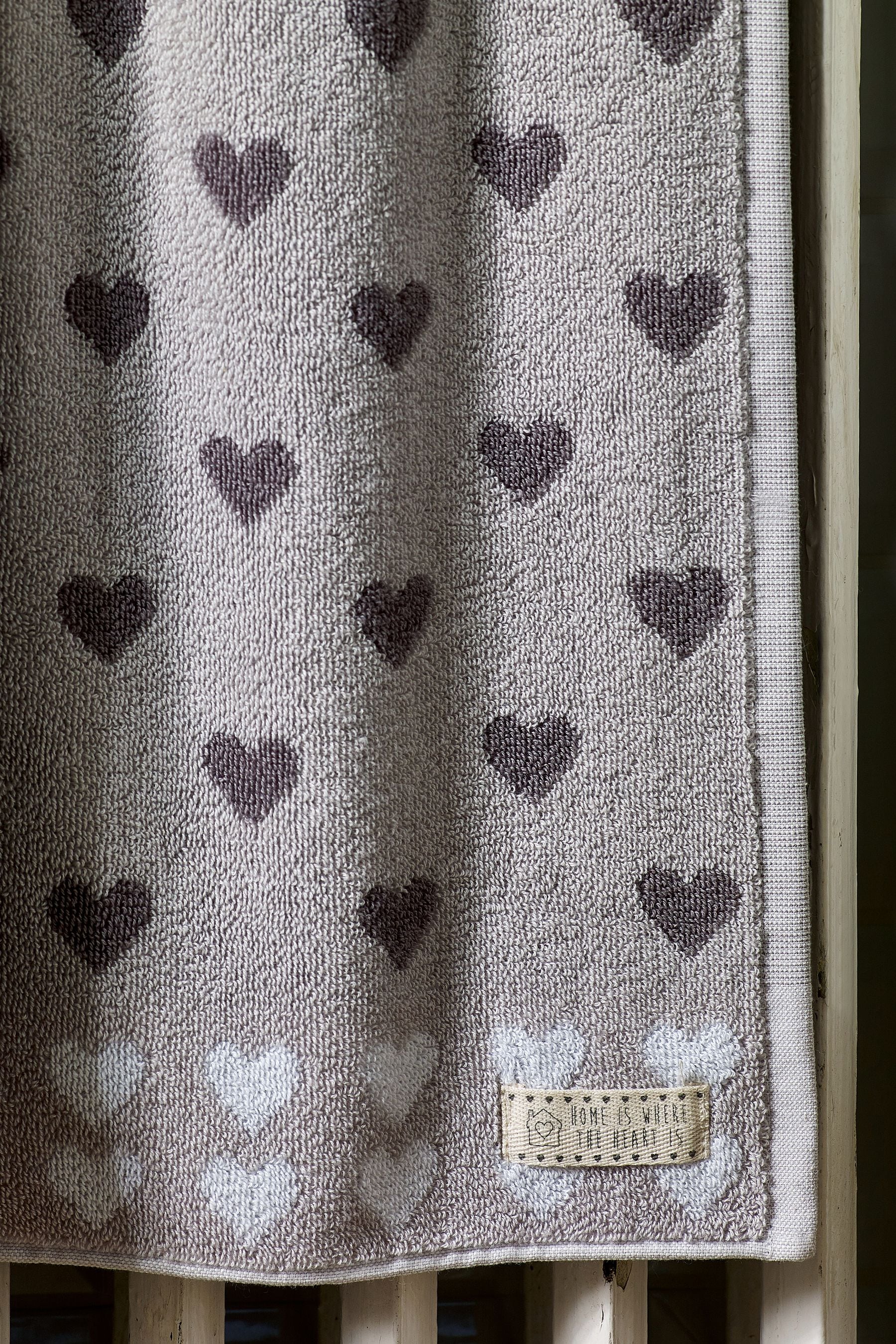 Grey Hearts 100% Cotton Towel