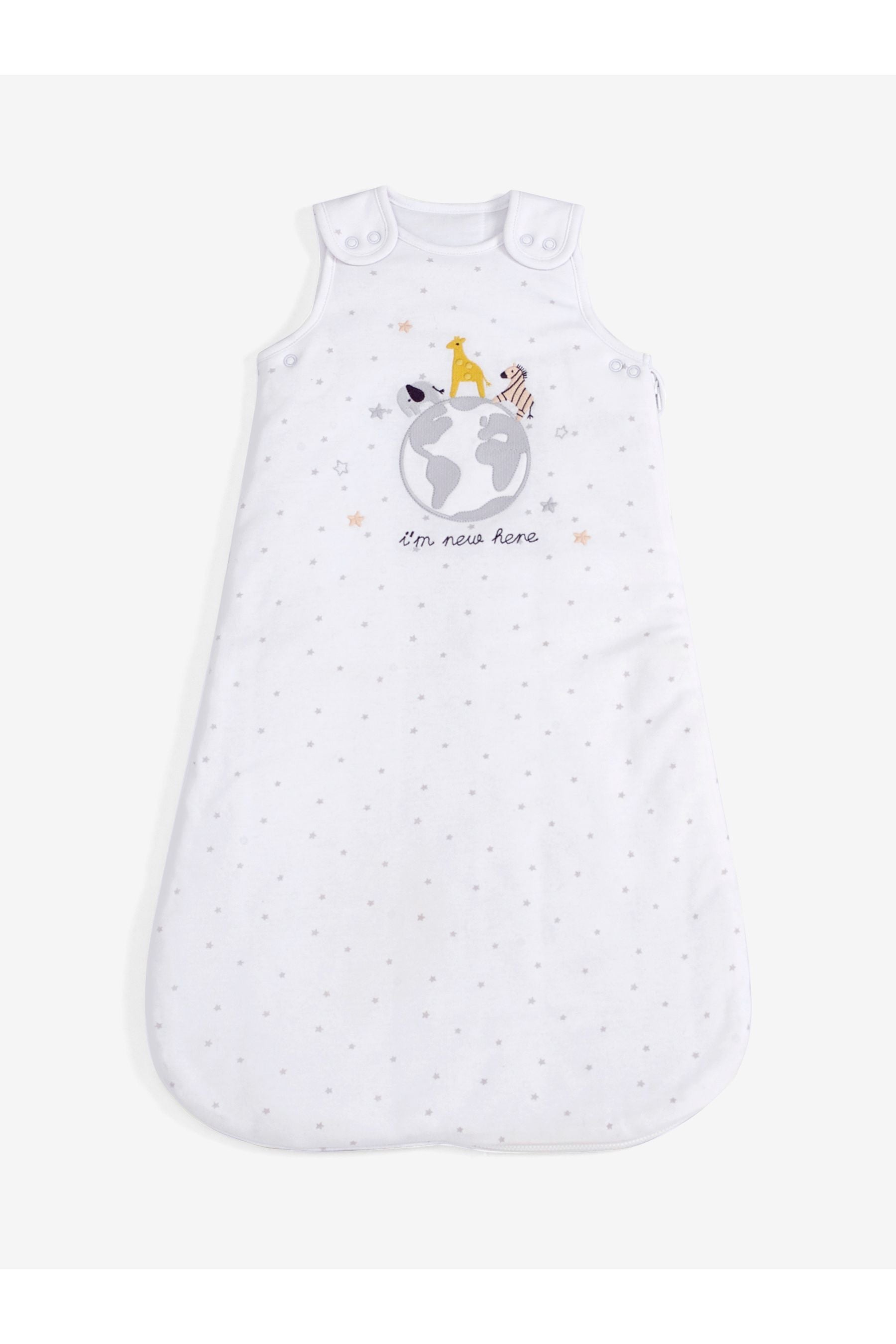 White I'm New Here Baby 100% Cotton 2.5 Tog Sleep Bag