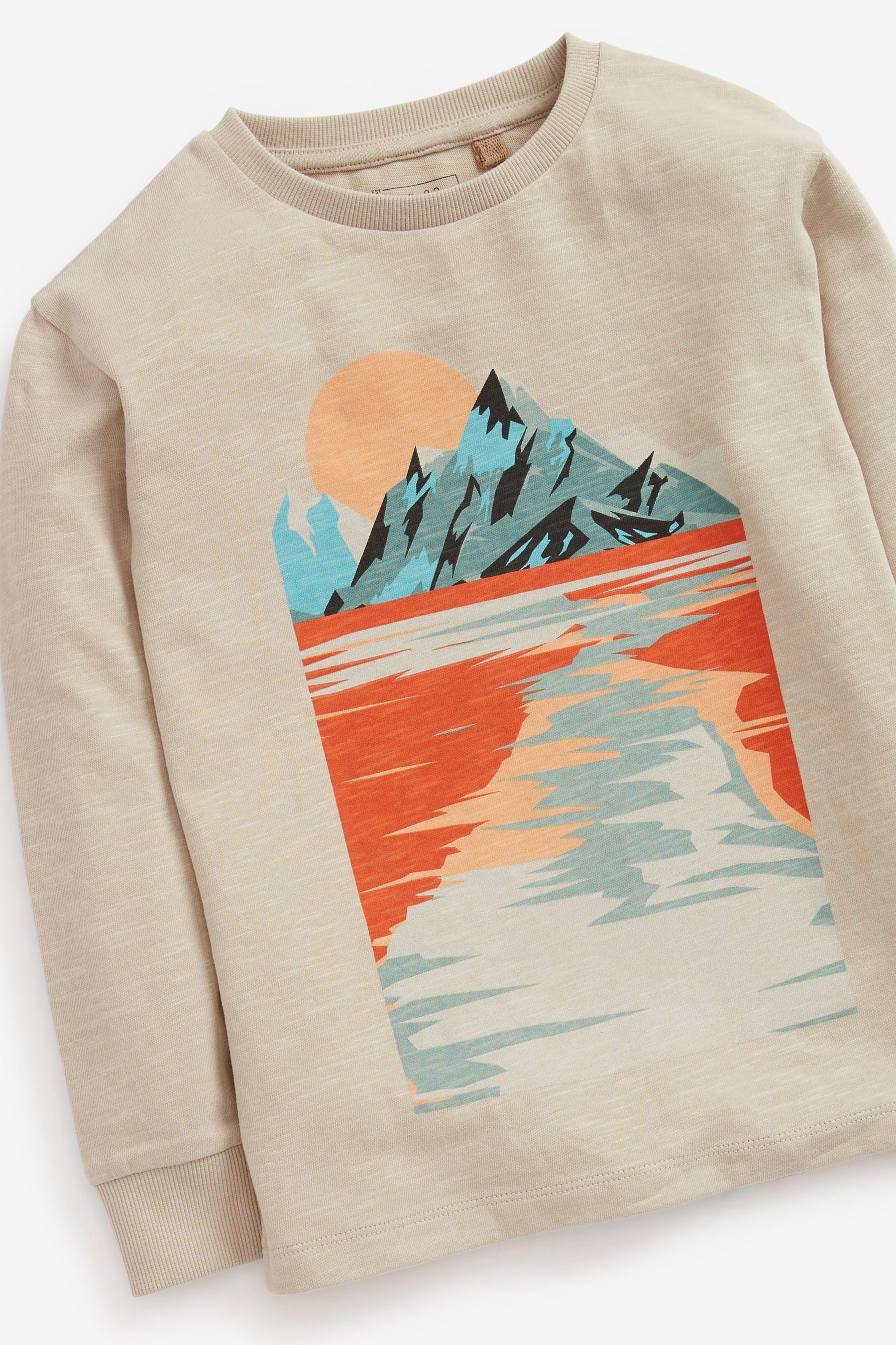 Cream Mountain Graphic Long Sleeve T-Shirt (3-14yrs)