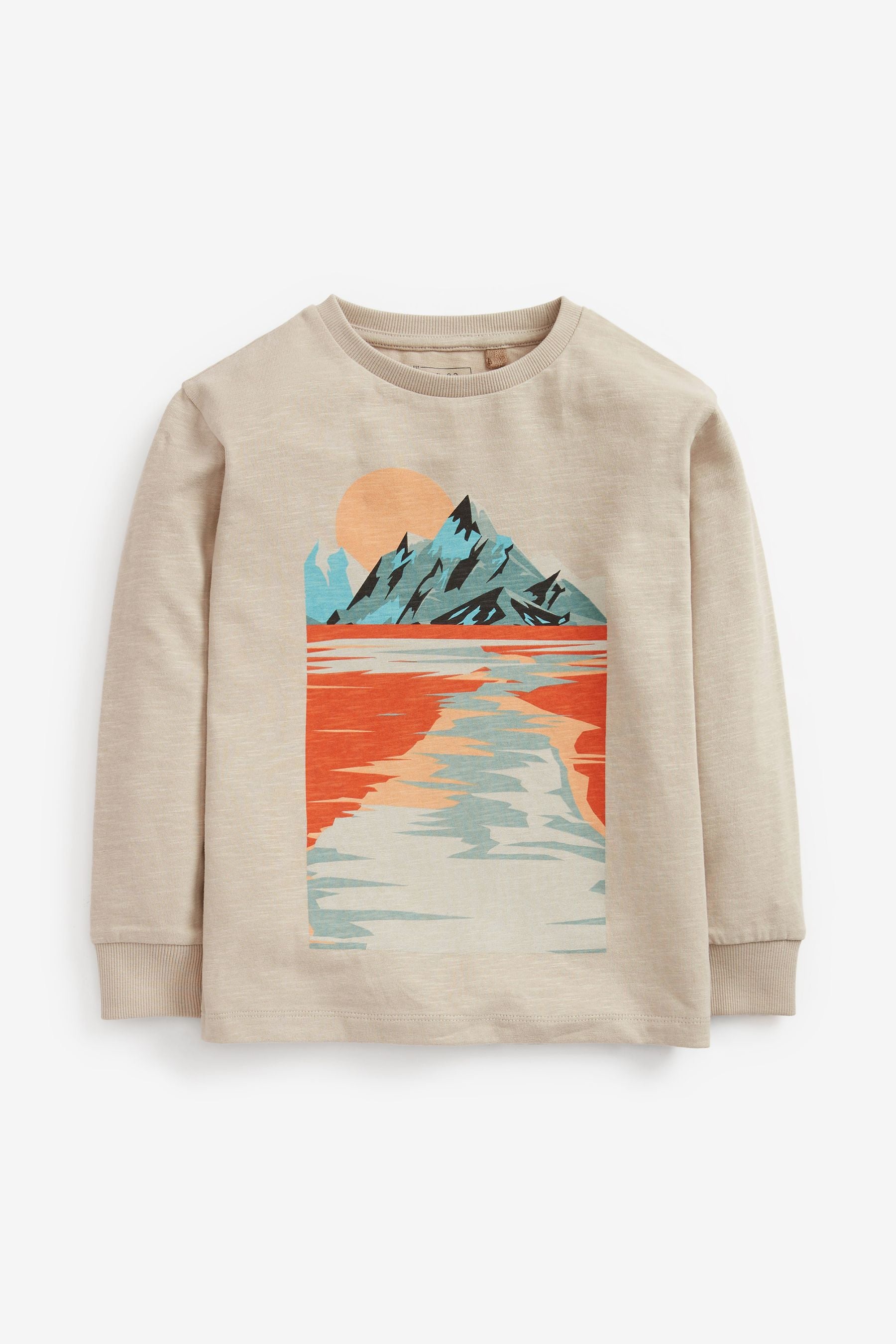 Cream Mountain Graphic Long Sleeve T-Shirt (3-14yrs)