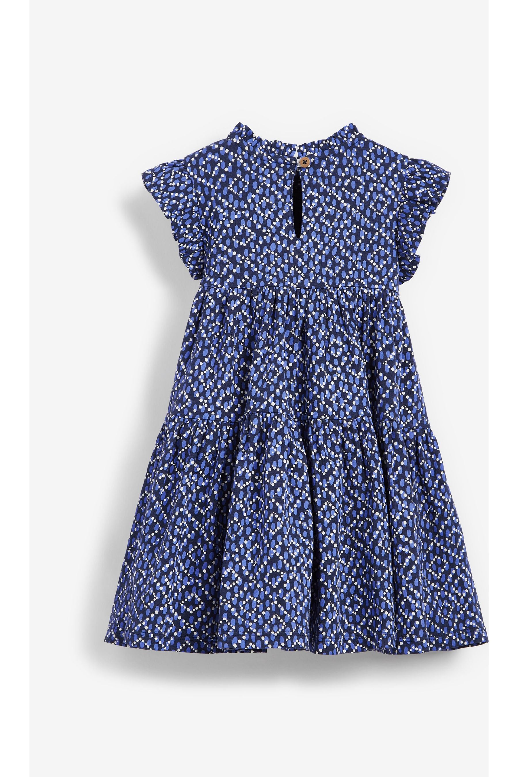 Navy Blue Geo Tiered Frill Dress (3mths-7yrs)