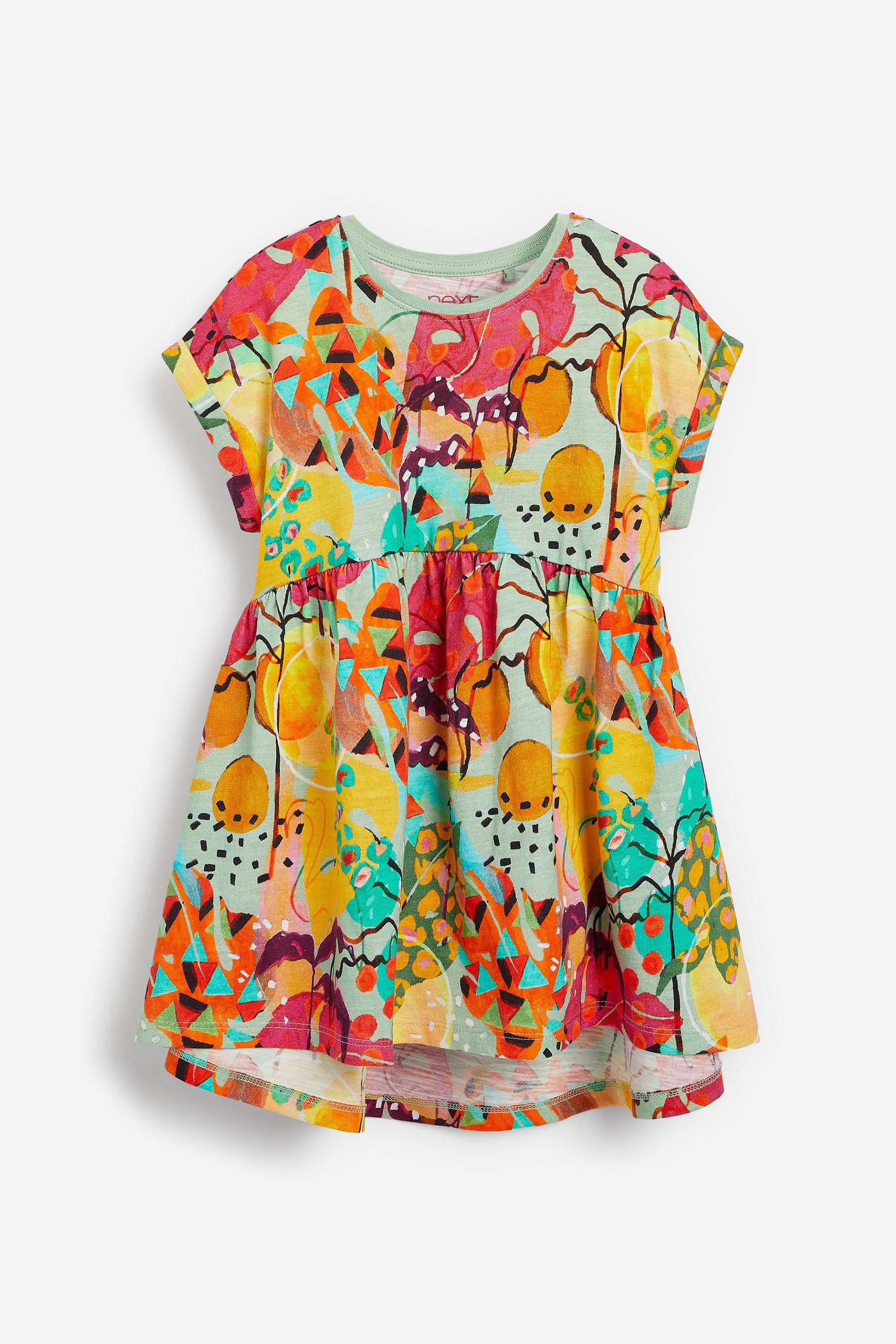 Tropical Print Short Sleeve Jersey Dress (3mths-7yrs)