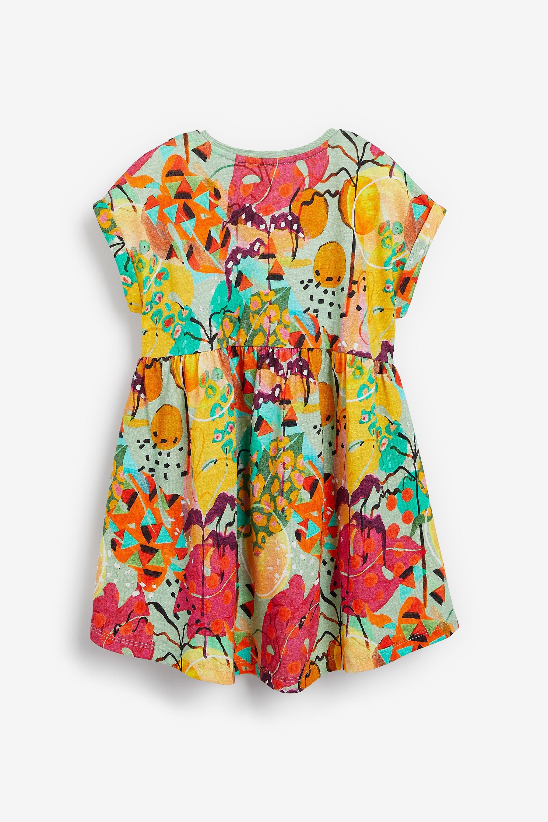 Tropical Print Short Sleeve Jersey Dress (3mths-7yrs)