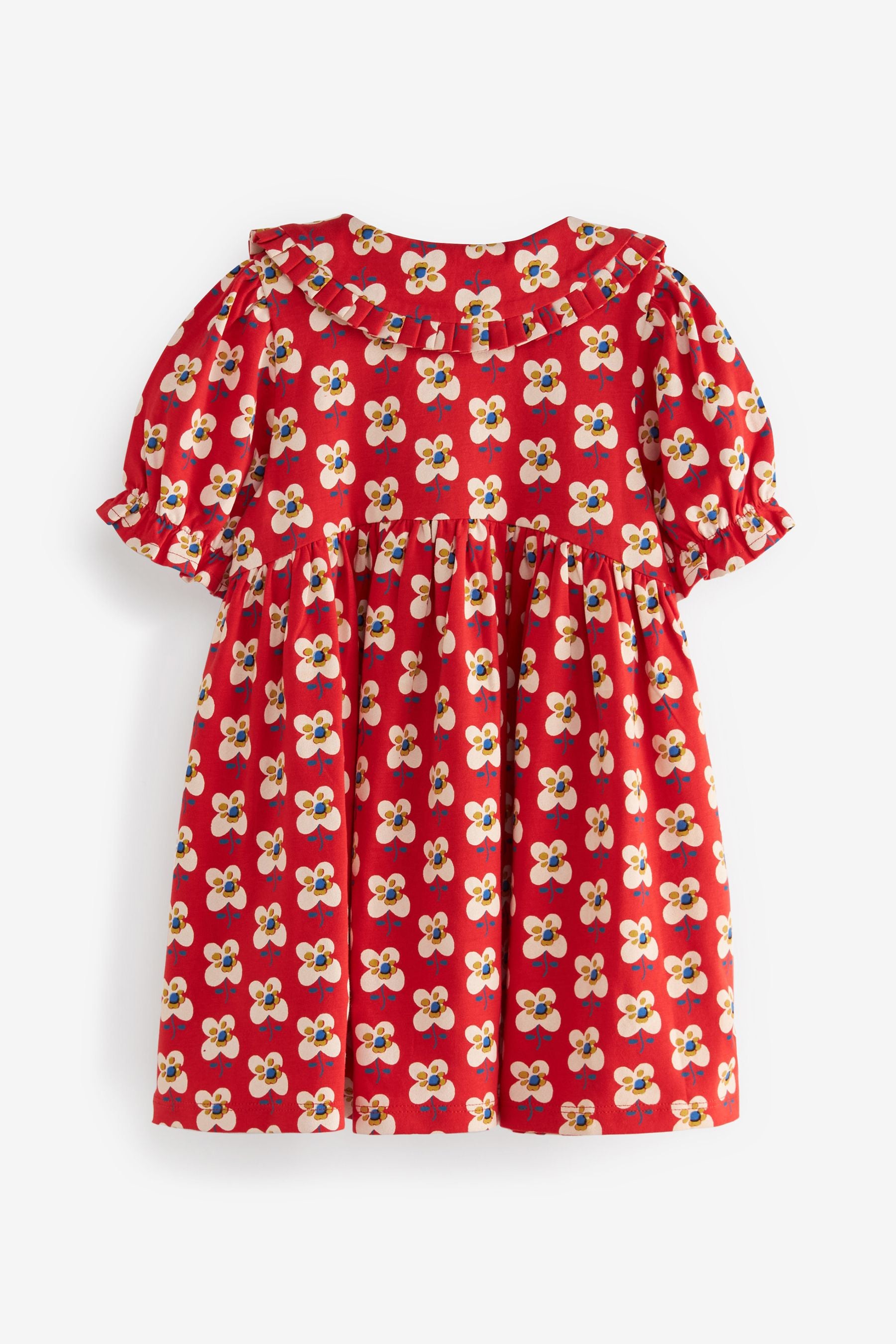 Red Floral Jersey Collared Tea Dress (3mths-7yrs)