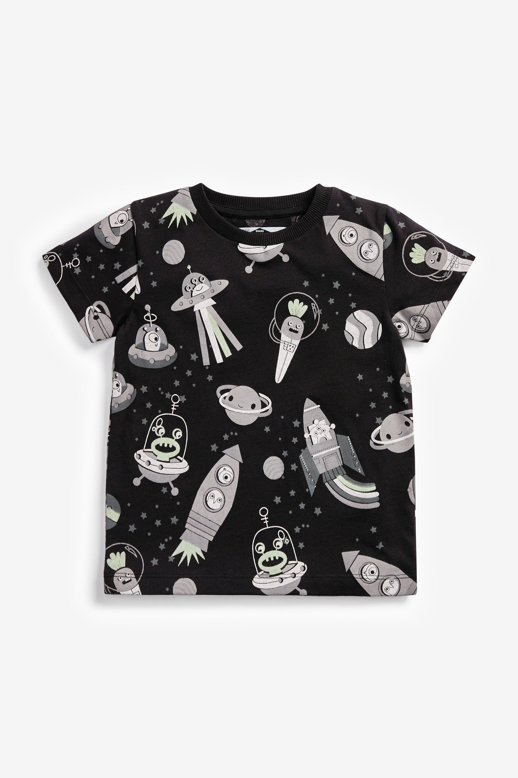 Black/White 3 Pack Alien Short Sleeve T-Shirts (3mths-7yrs)