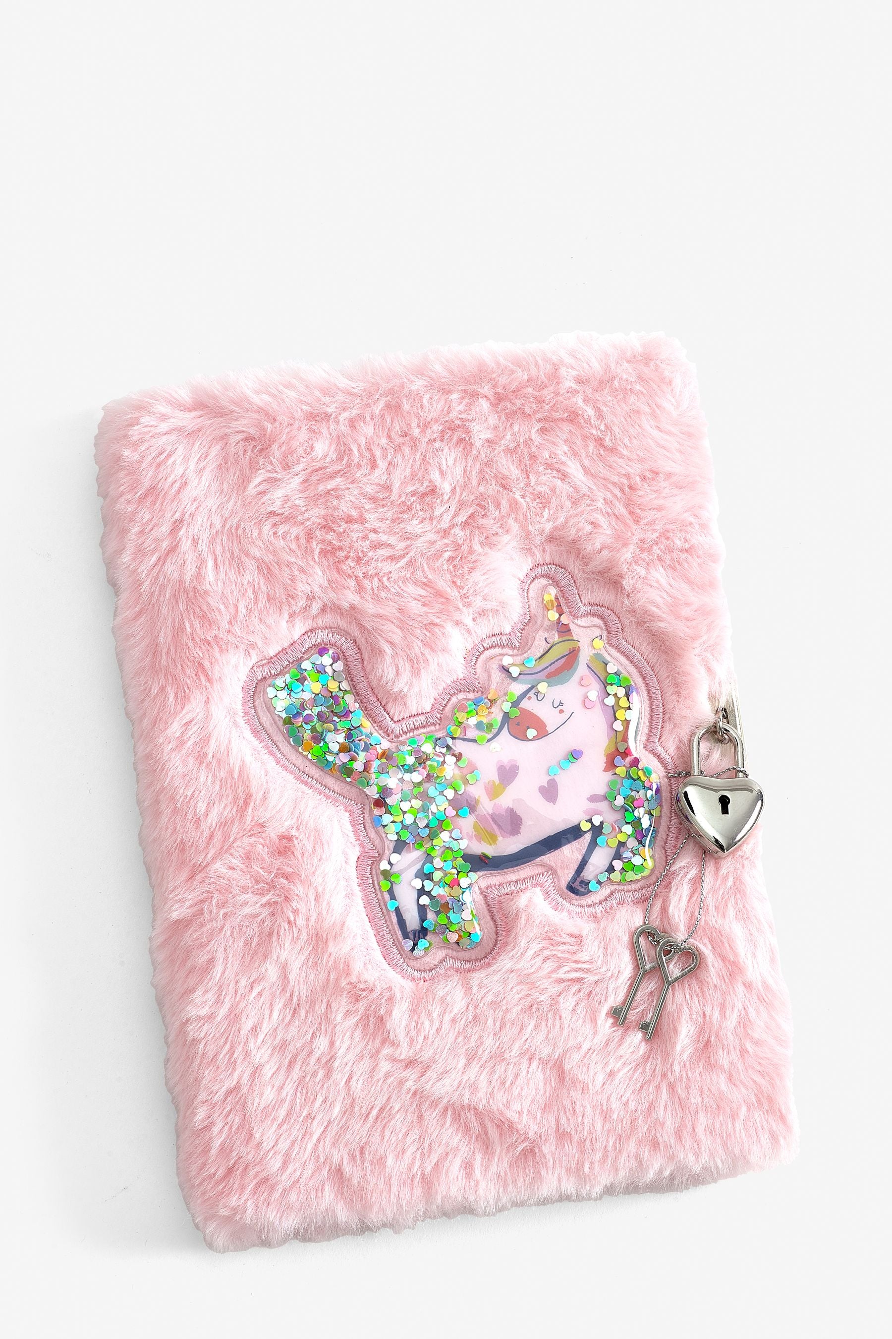 Pink Unicorn Fluffy Lockable Notebook