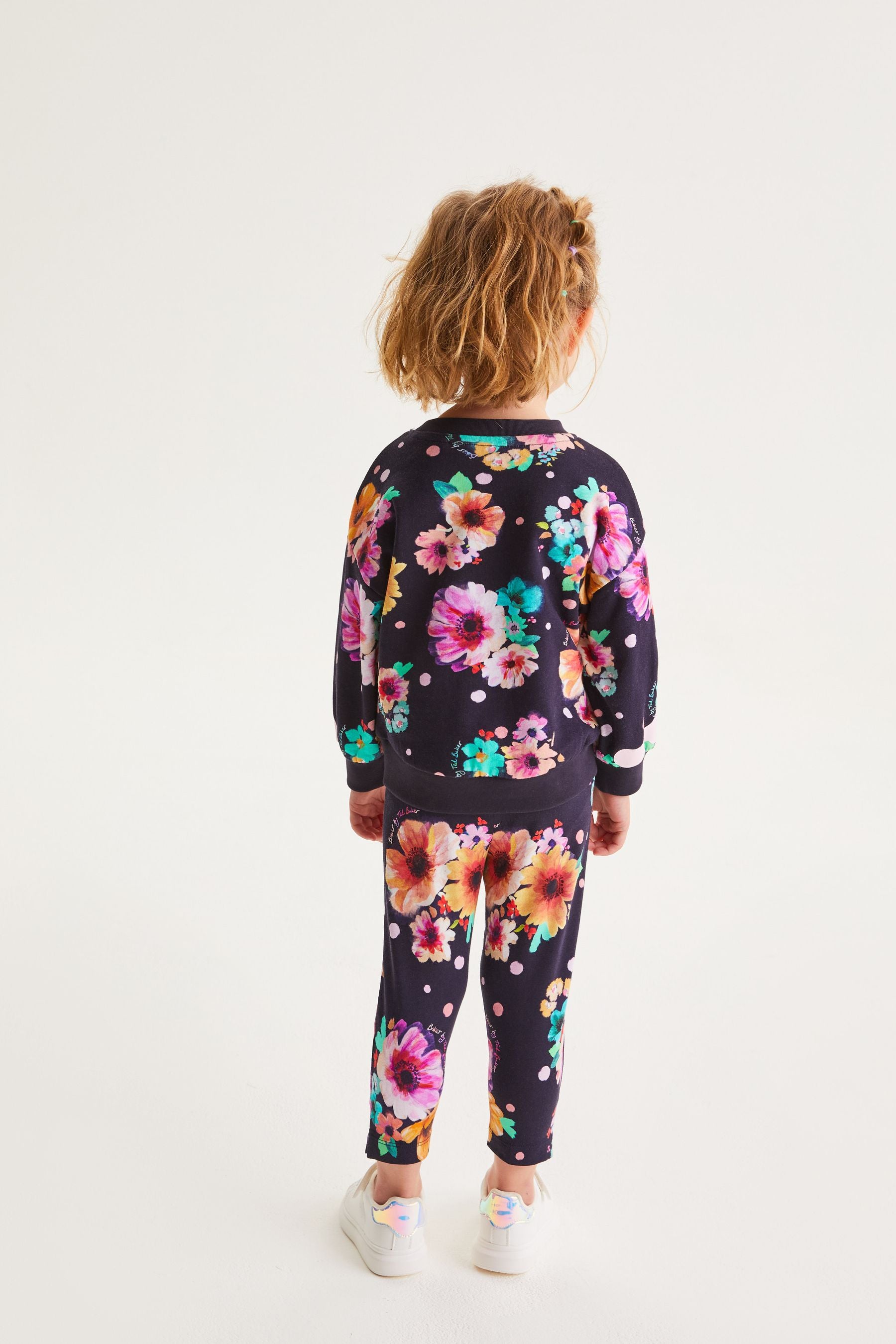 Baker by Ted Baker Girls Navy Blue Floral Sweat Set