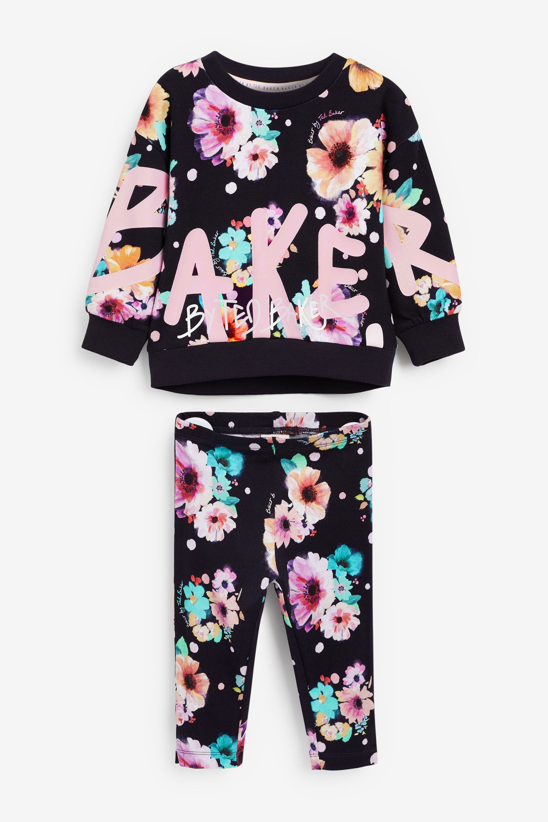 Baker by Ted Baker Girls Navy Blue Floral Sweat Set