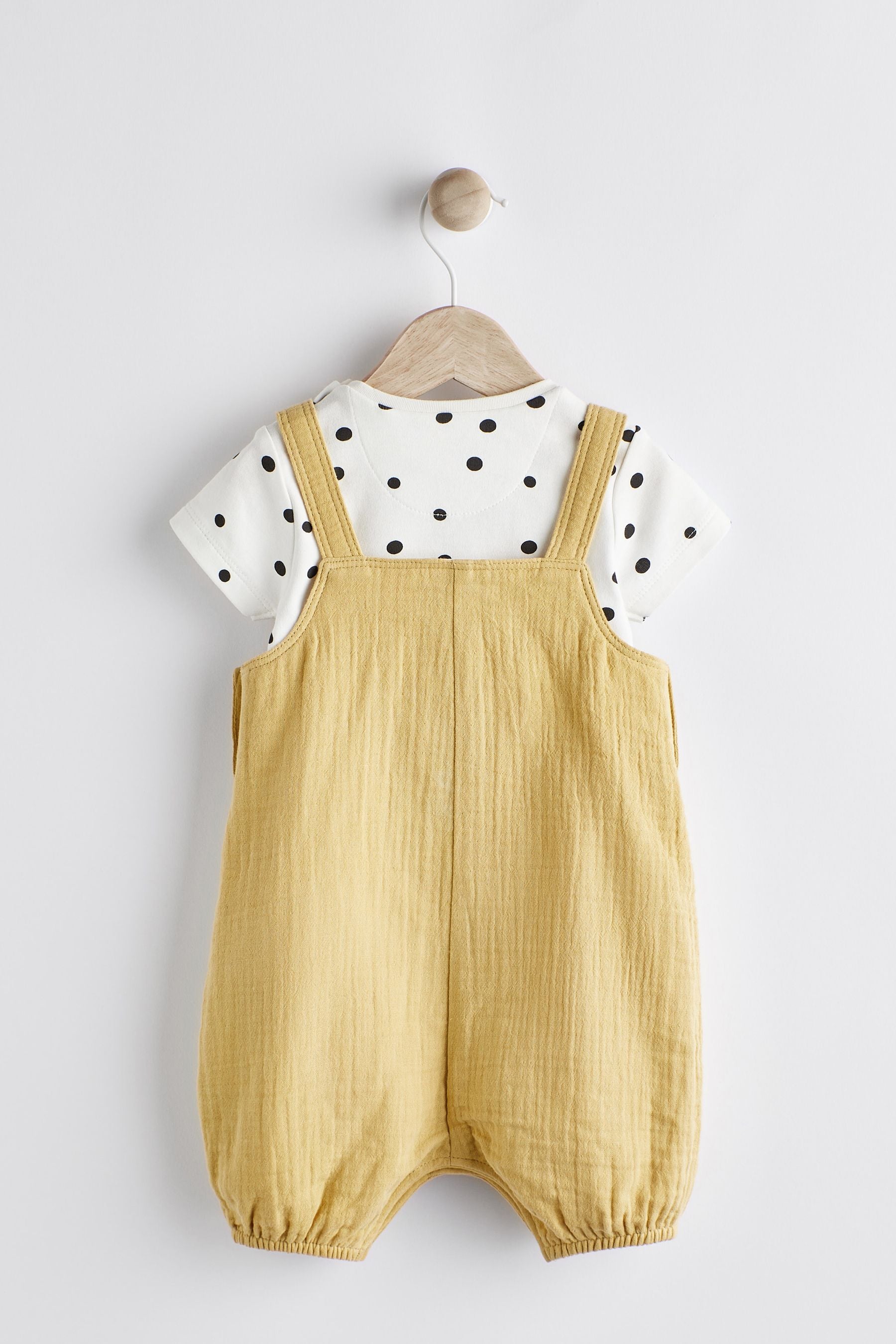 Ochre Yellow Tiger Face 2 Piece Baby Woven Dungaree Set (0mths-2yrs)