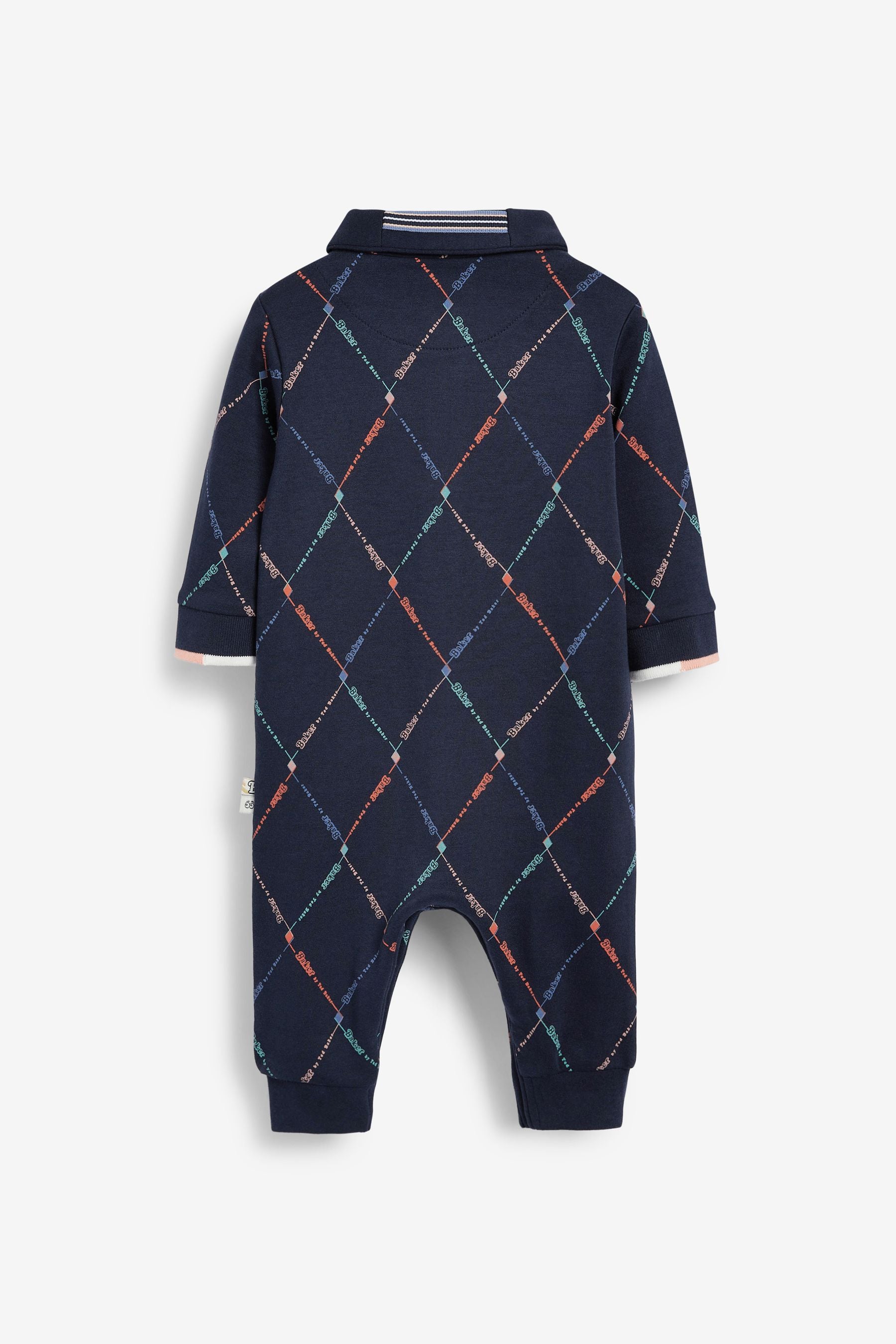 Baker by Ted Baker Navy Blue Argyle Pattern Romper