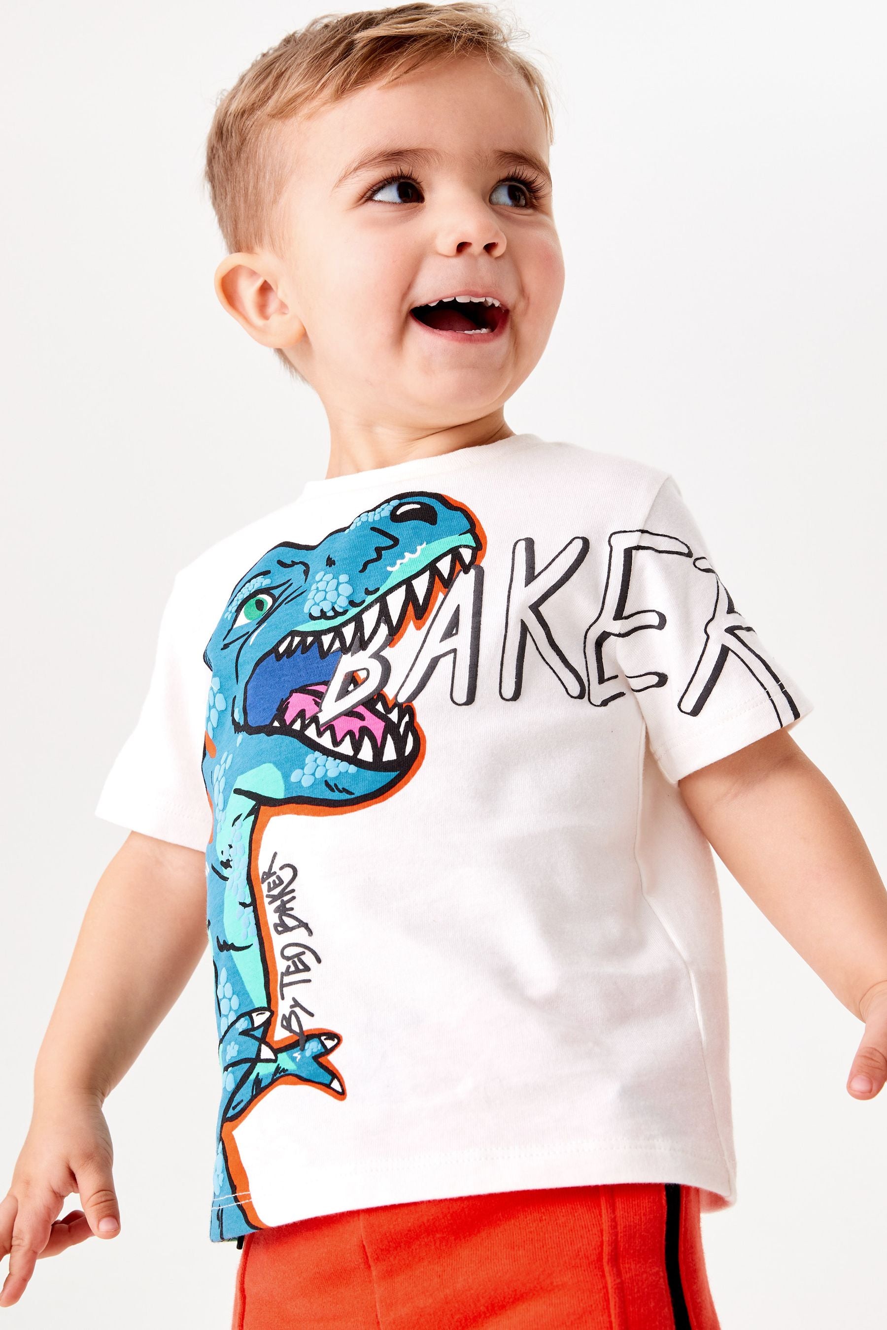 Baker by Ted Baker White Dinosaur Graphic T-Shirt