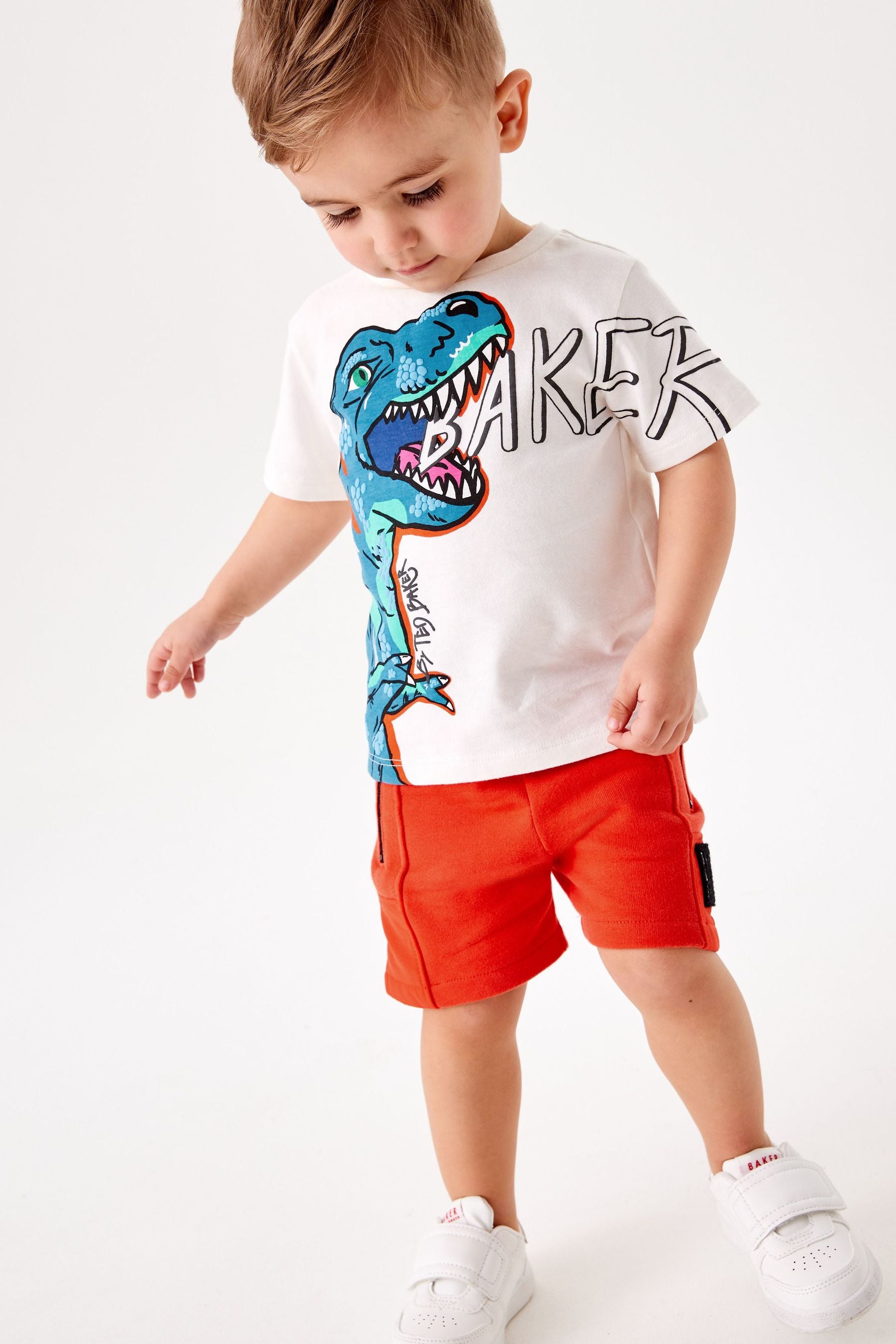 Baker by Ted Baker White Dinosaur Graphic T-Shirt